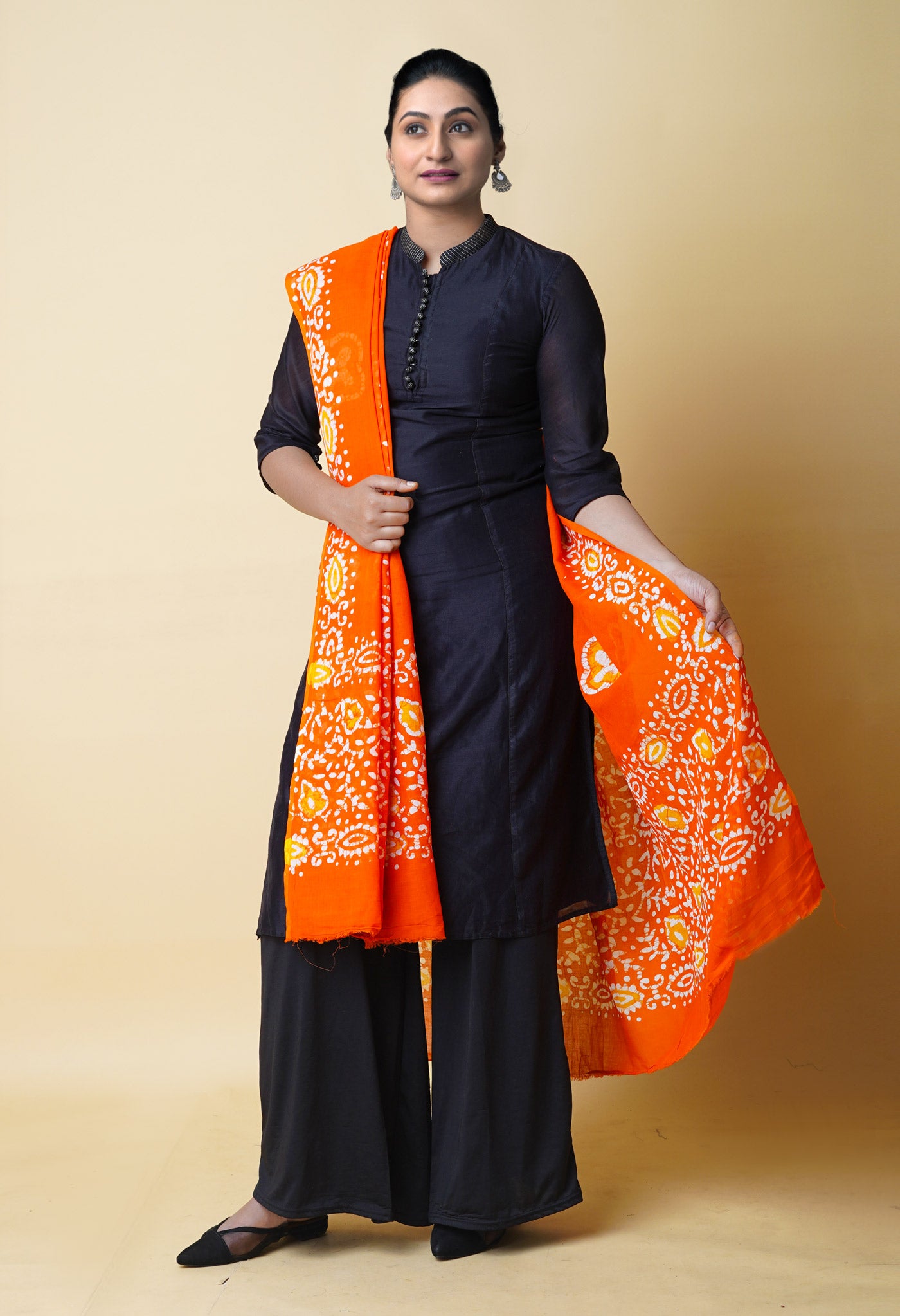 Orange Pure Batik Cotton Dupatta – UDS5322