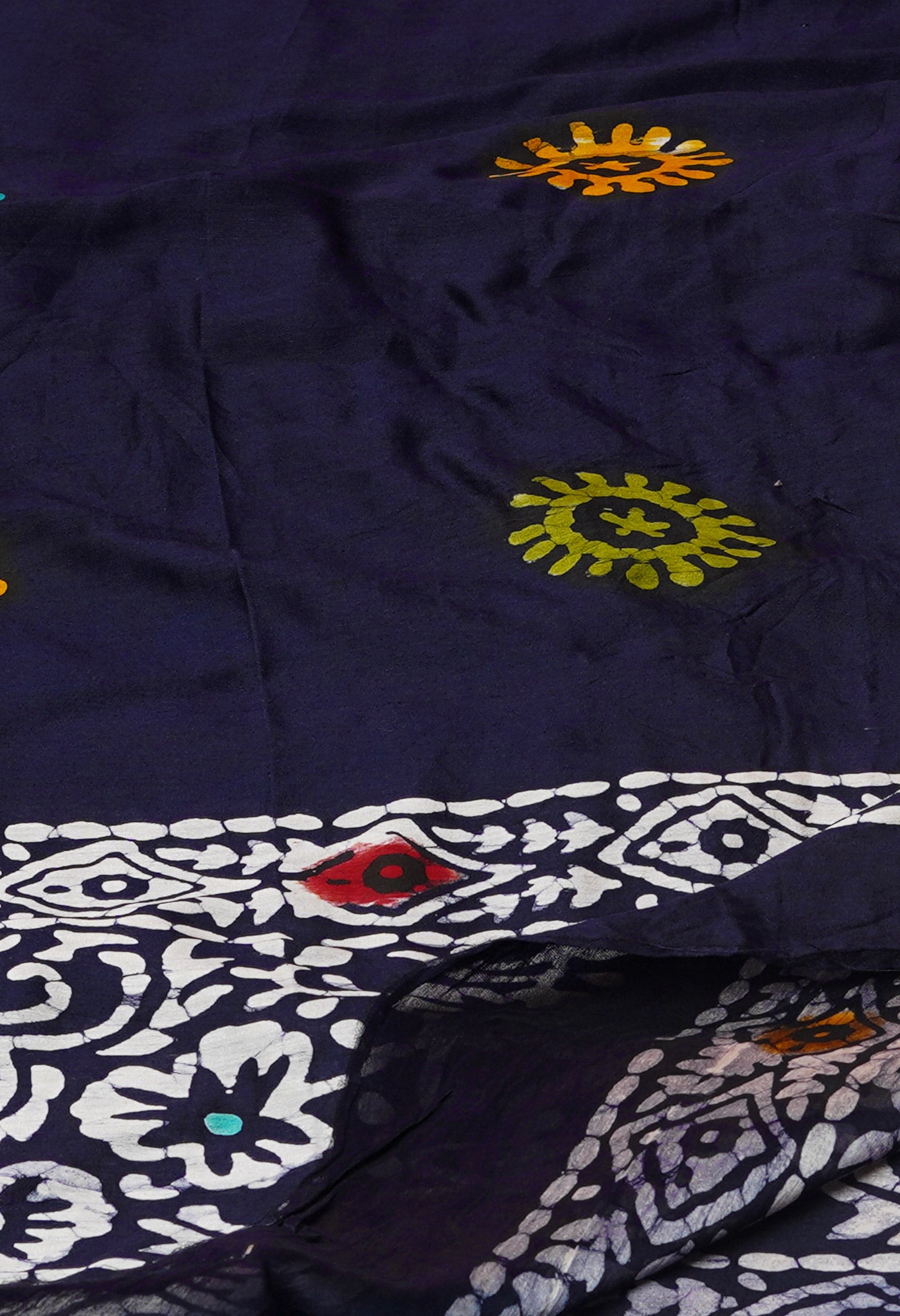 Blue Pure Chanderi Hand Block Wax Printed Sico Dupatta–UDS5514