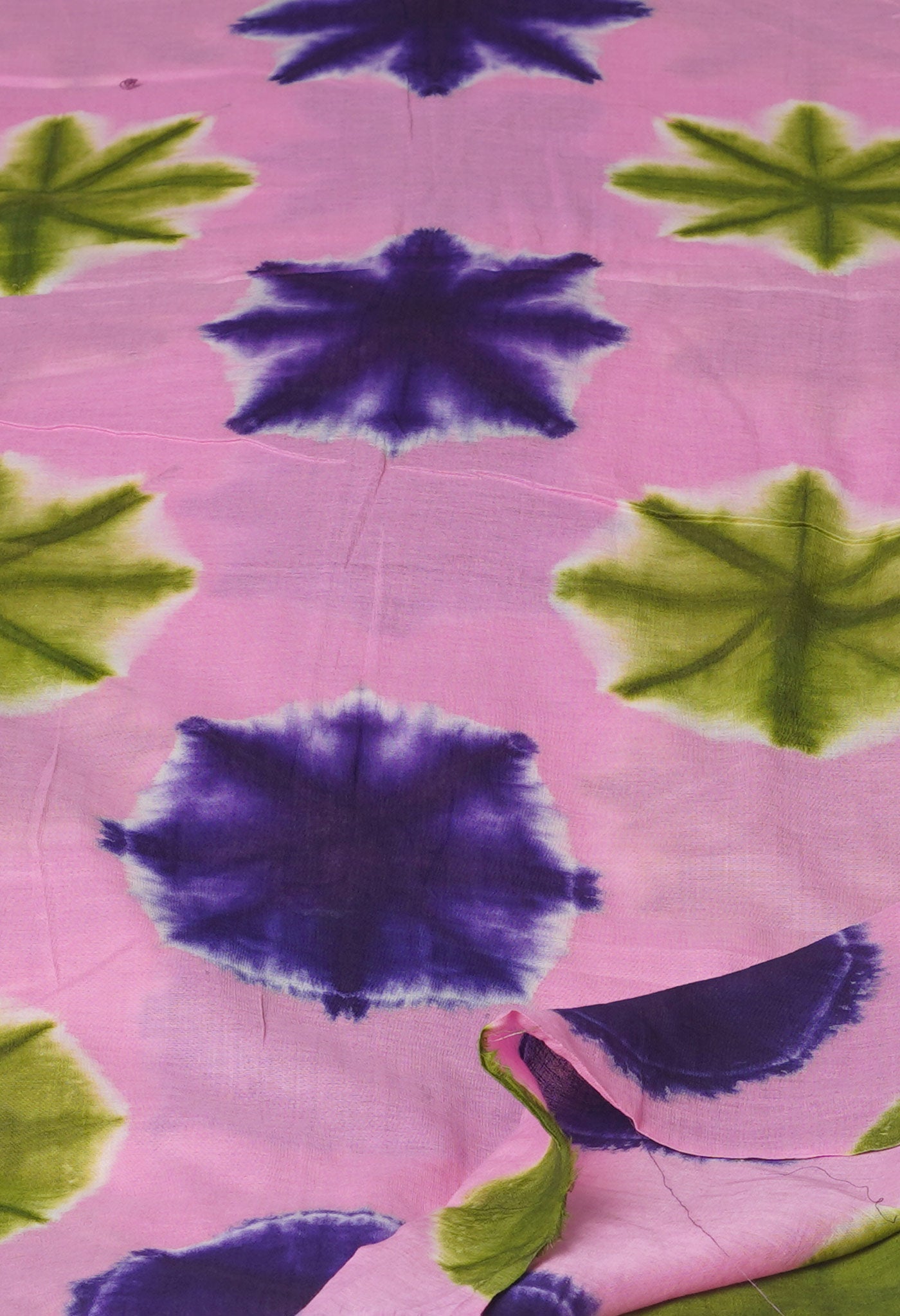 Baby Pink Pure Tie- Dye Shibori Printed Superfine Mulmul Cotton Dupatta-UDS5542
