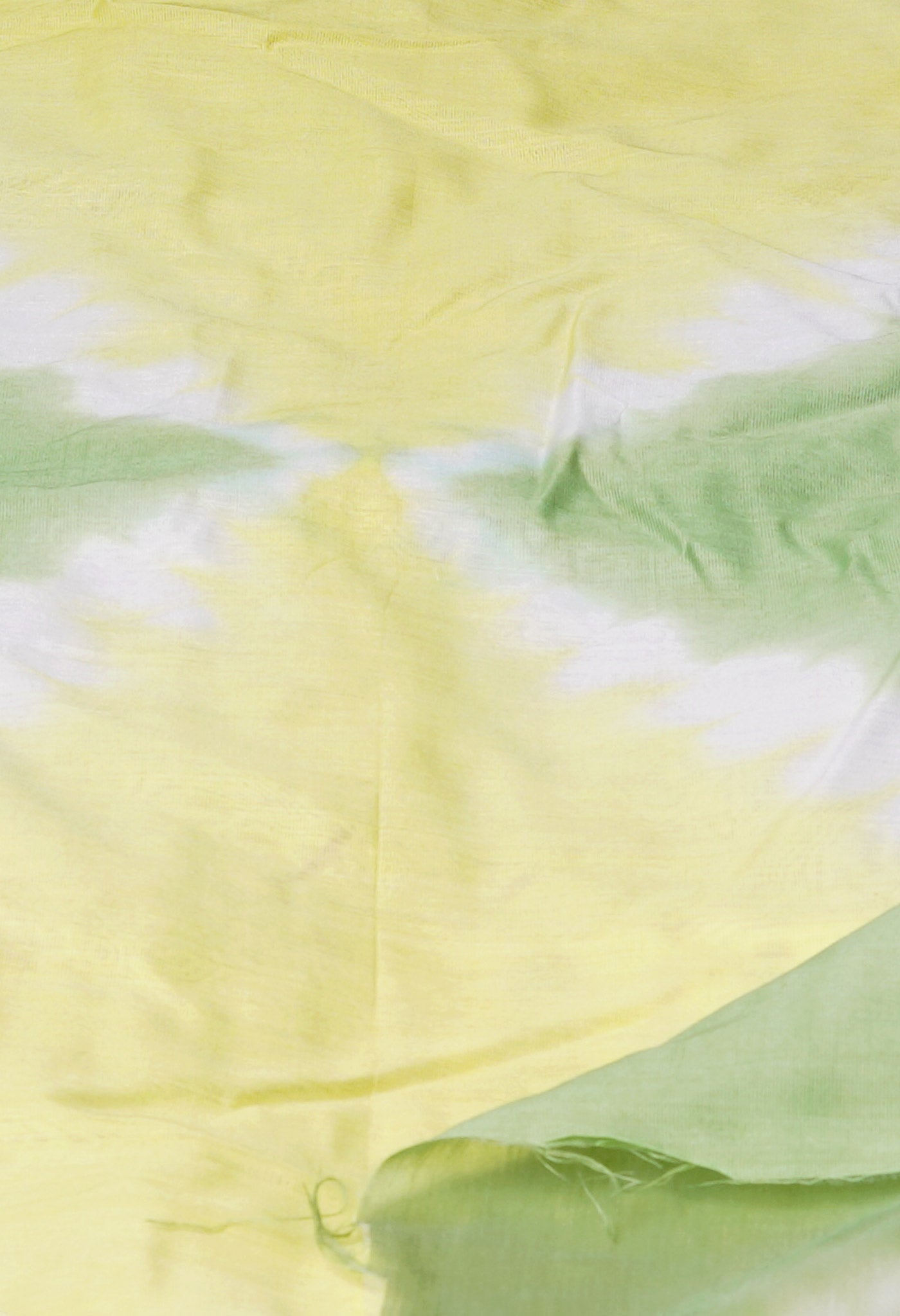 Yellow-Green Pure Tie- Dye Shibori Printed Superfine Mulmul Cotton Dupatta-UDS5549