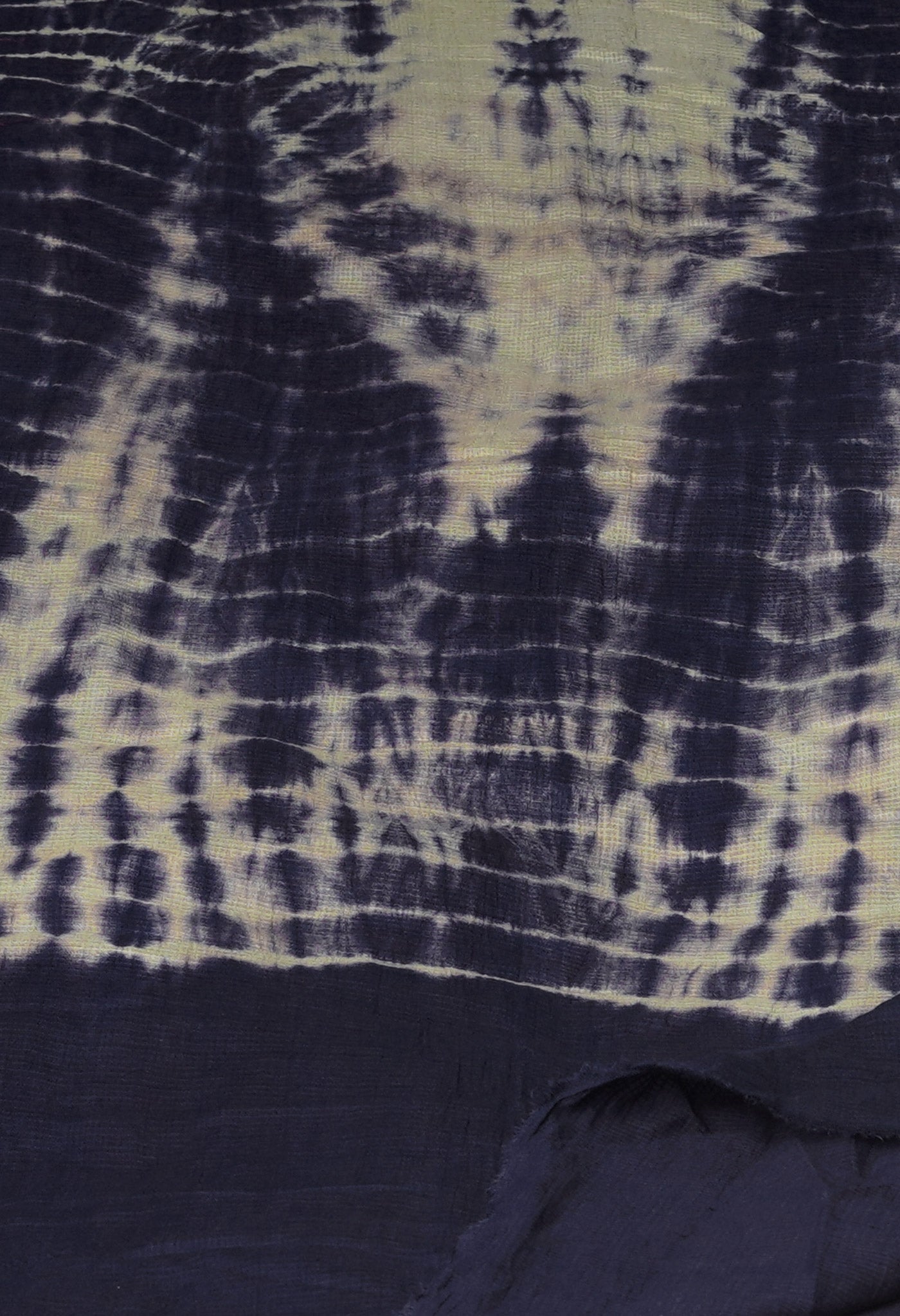 Navy Blue-Grey Pure Tie- Dye Shibori Printed Kota Cotton Dupatta-UDS5554