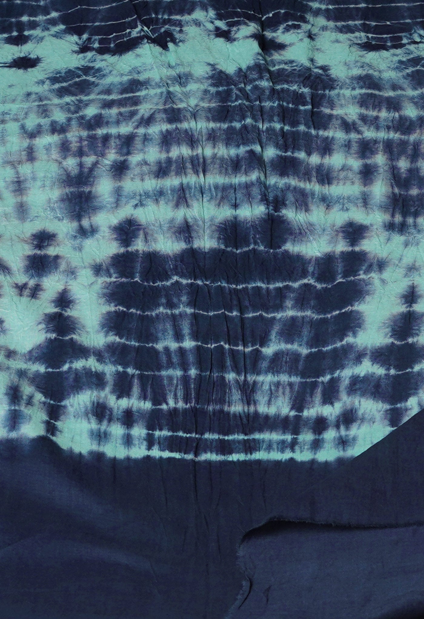 Light Green-Navy Blue Pure Tie- Dye Shibori Printed Mulmul Cotton Dupatta-UDS5565