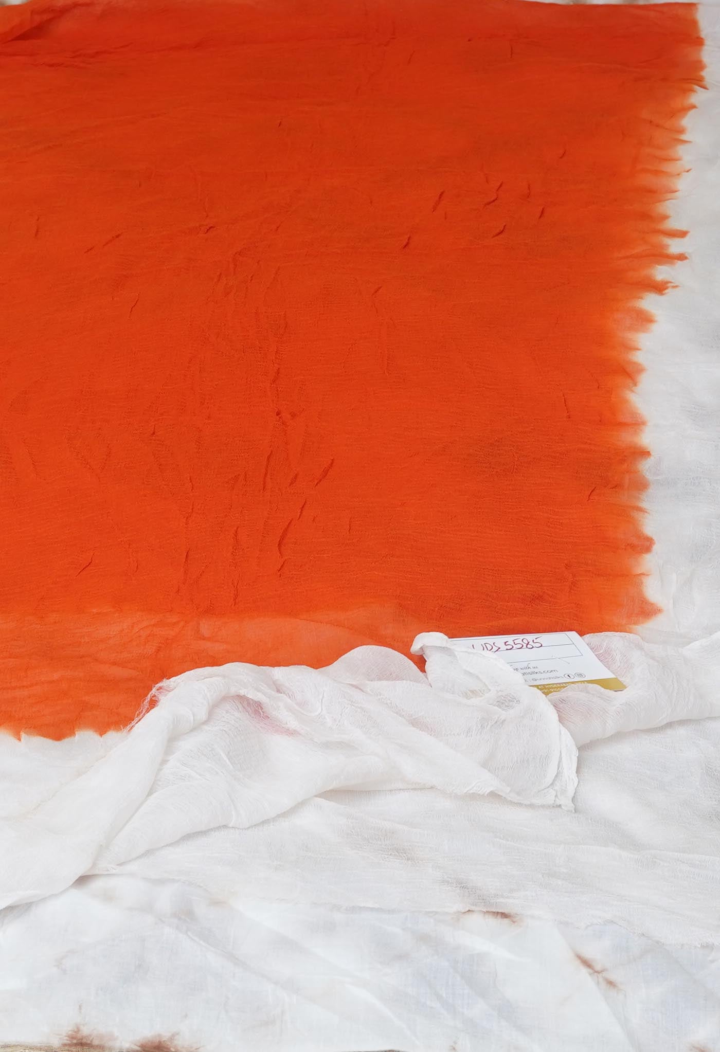 Orange-White Pure Laheriya - Shibori Georgette Silk Dupatta–UDS5585