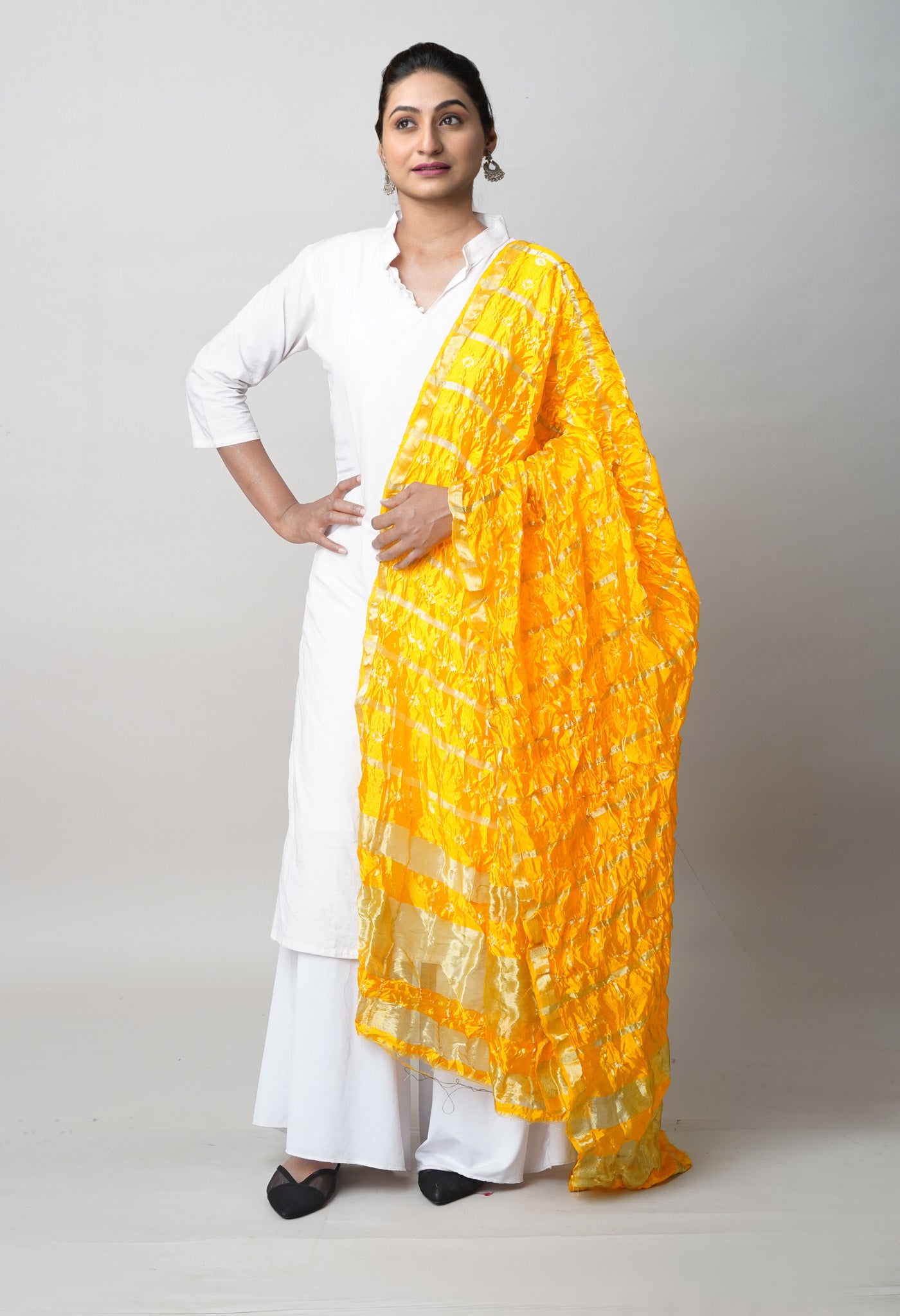 Multi Bandhani Soft Silk Dupatta with Zari weaving Checks-UDS5601