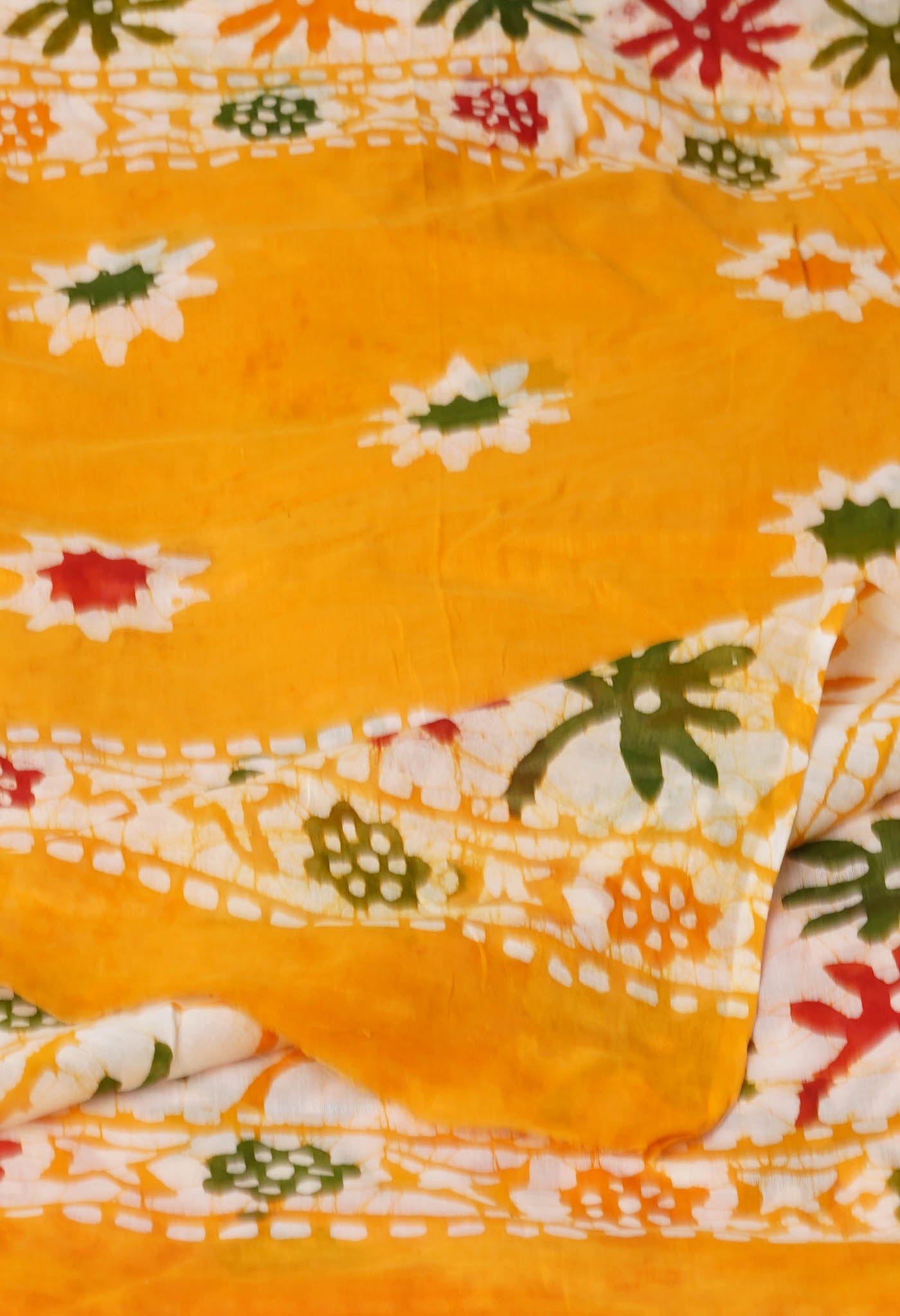 Yellow Pure Wax Batik Printed Superfine Mulmul Cotton Dupatta