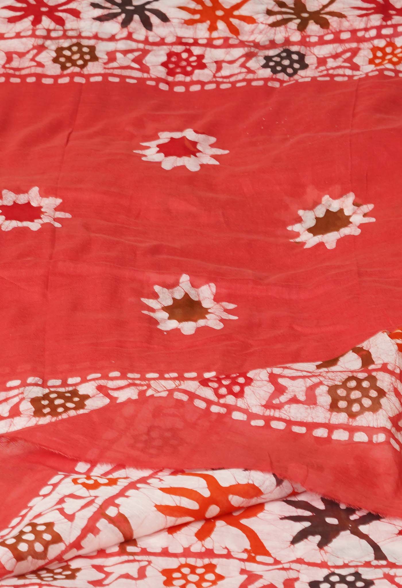 Pink Pure Wax Batik Printed Superfine Mulmul Cotton Dupatta-UDS5708