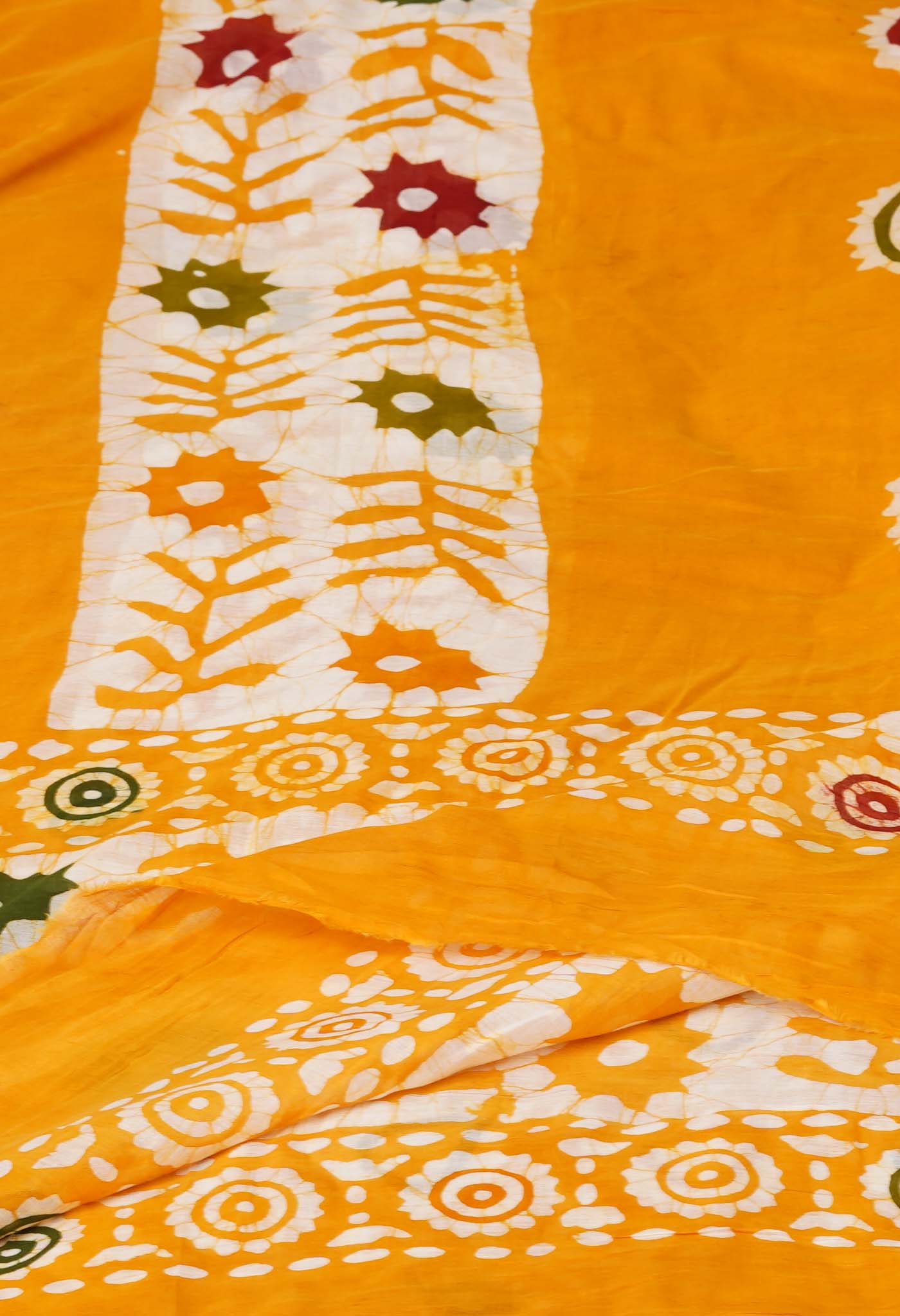 Yellow Pure Wax Batik Printed Superfine Mulmul Cotton Dupatta