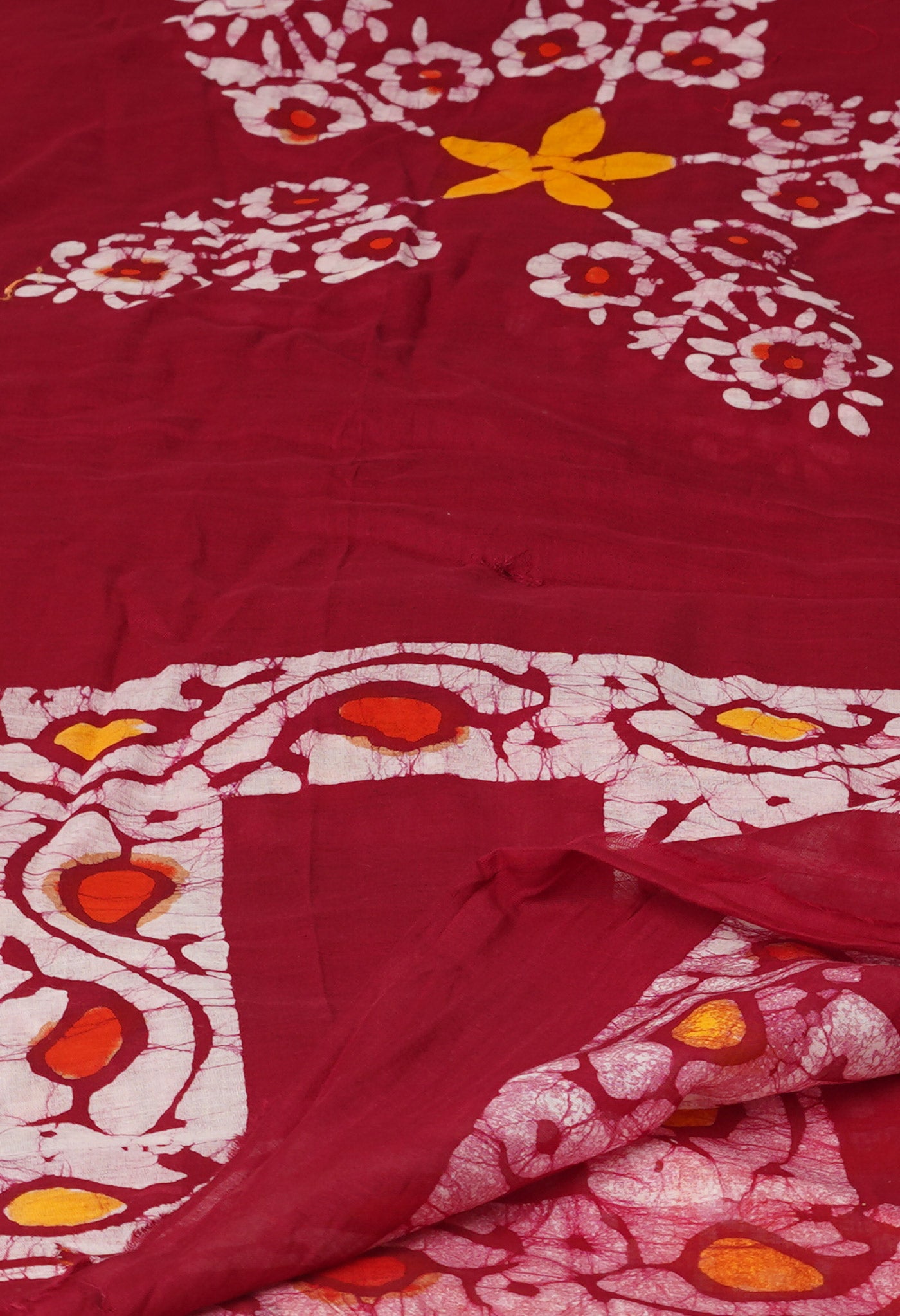 Maroon Pure Wax Batik Printed Superfine Mulmul Cotton Dupatta