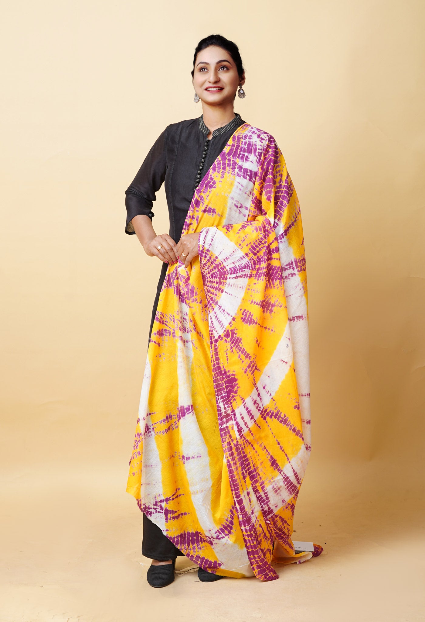 Multi Pure Tie And Dye Shibori Printed Soft Cotton Dupatta-UDS5756