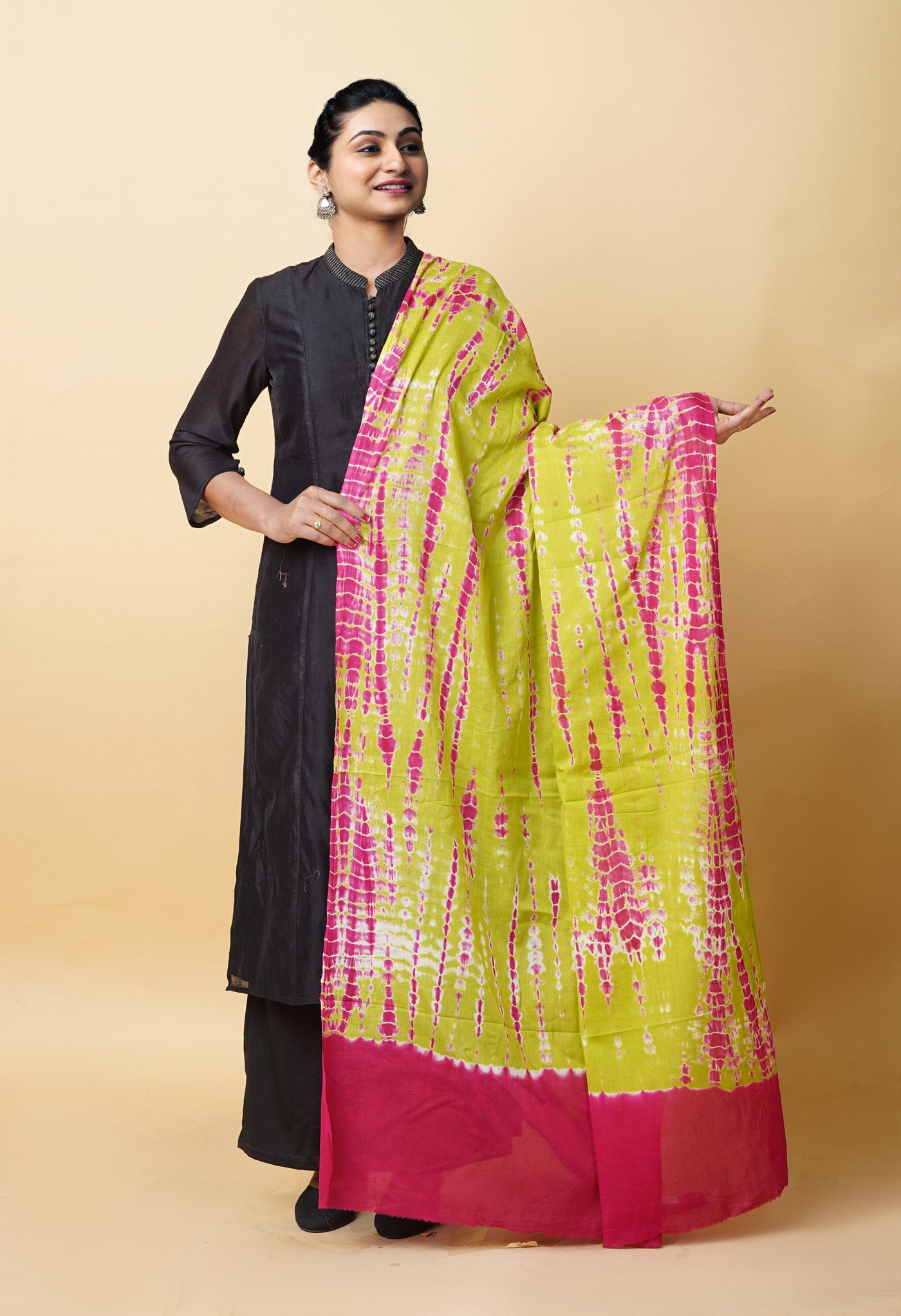 Multi Pure Tie And Dye Shibori Printed Soft Cotton Dupatta-UDS5761