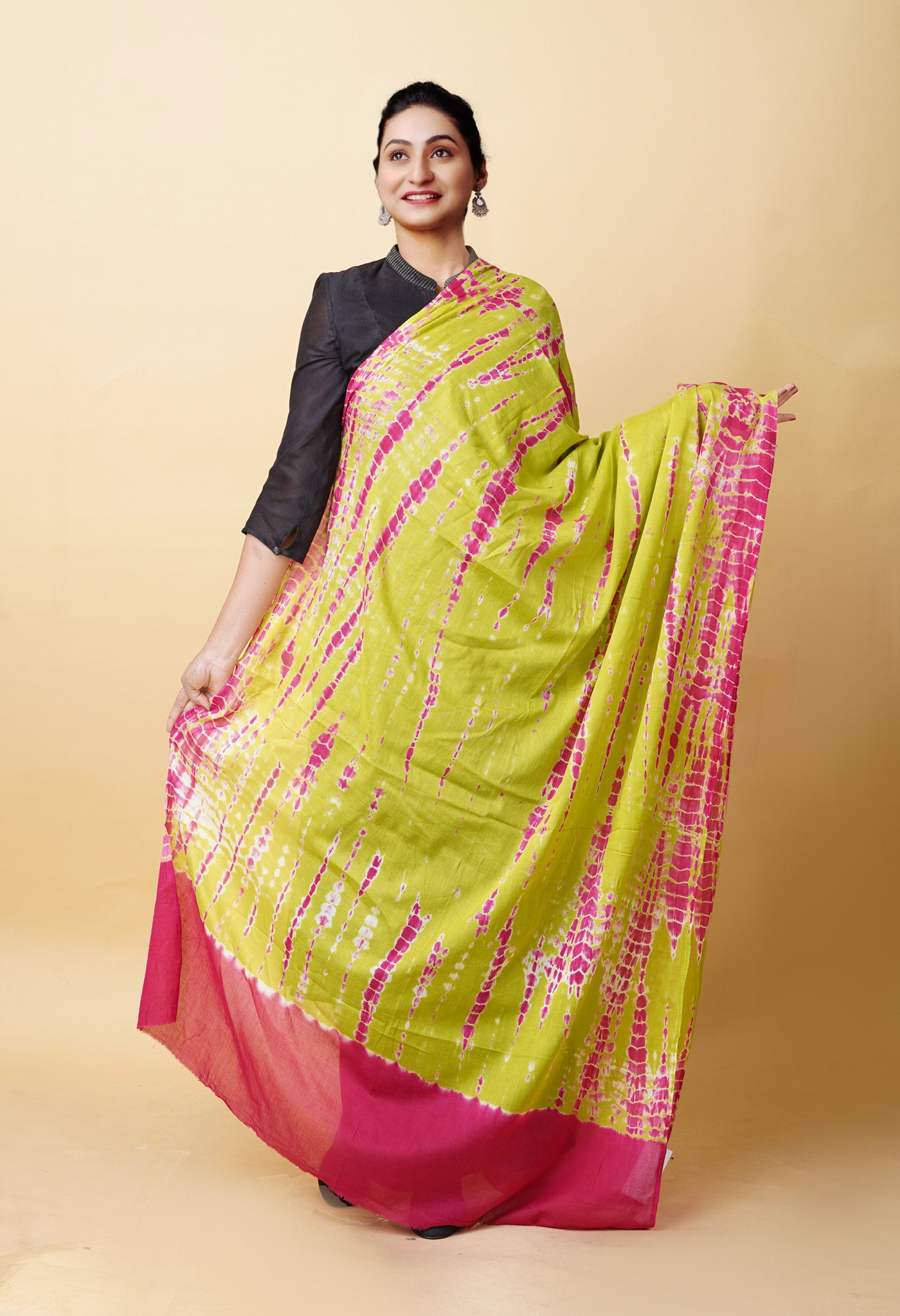 Multi Pure Tie And Dye Shibori Printed Soft Cotton Dupatta-UDS5761