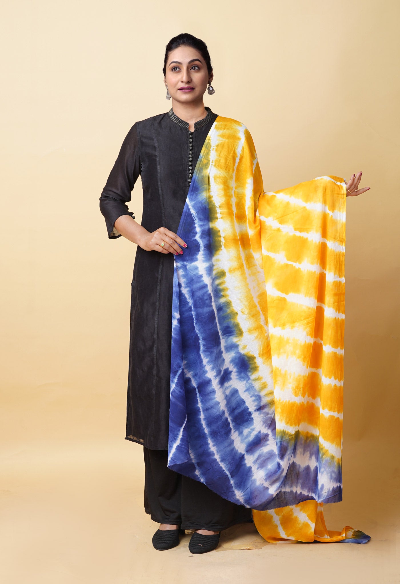 Multi Pure Tie And Dye Shibori Printed Soft Cotton Dupatta-UDS5762