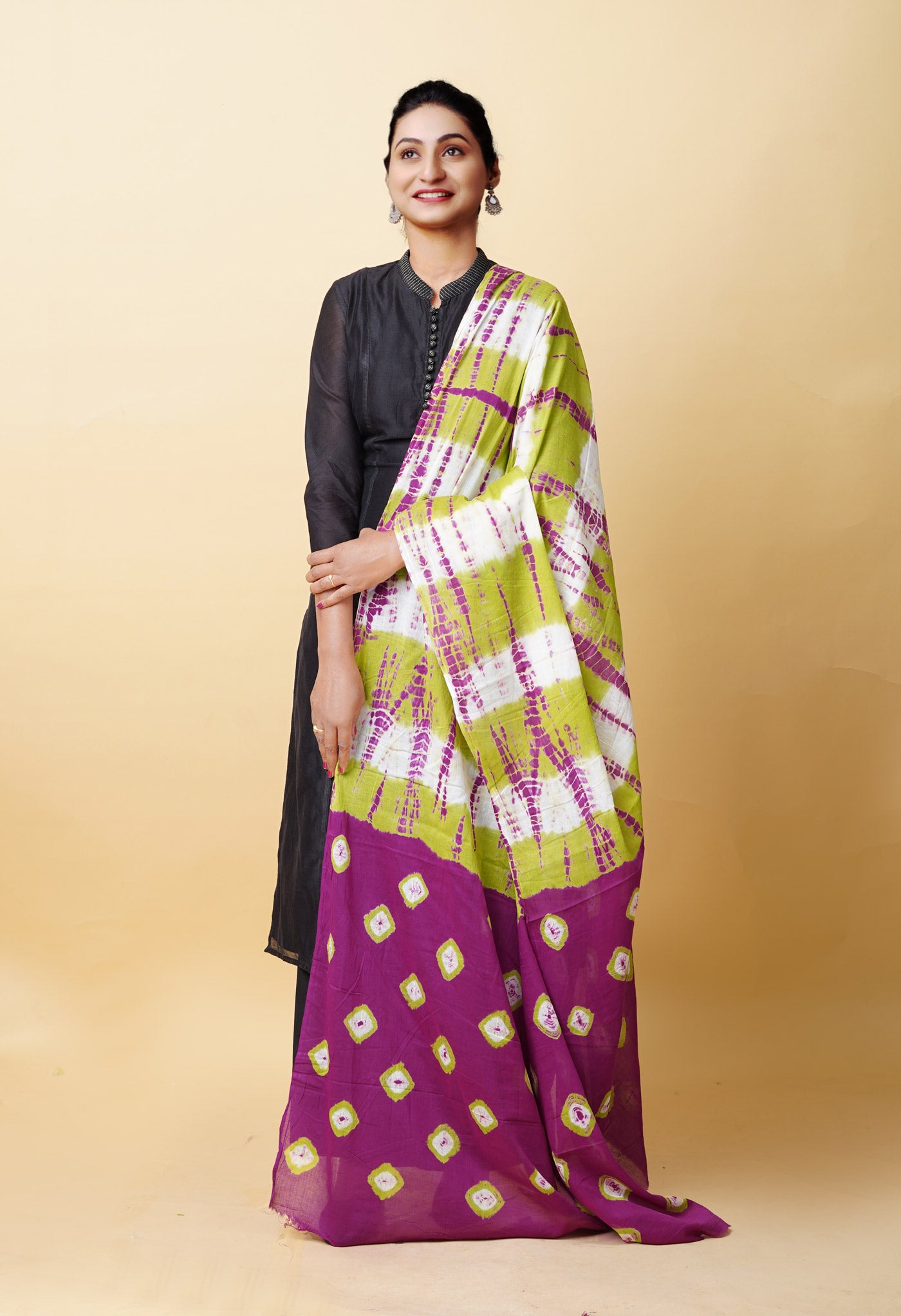 Multi Pure Tie And Dye Shibori Printed Soft Cotton Dupatta-UDS5767