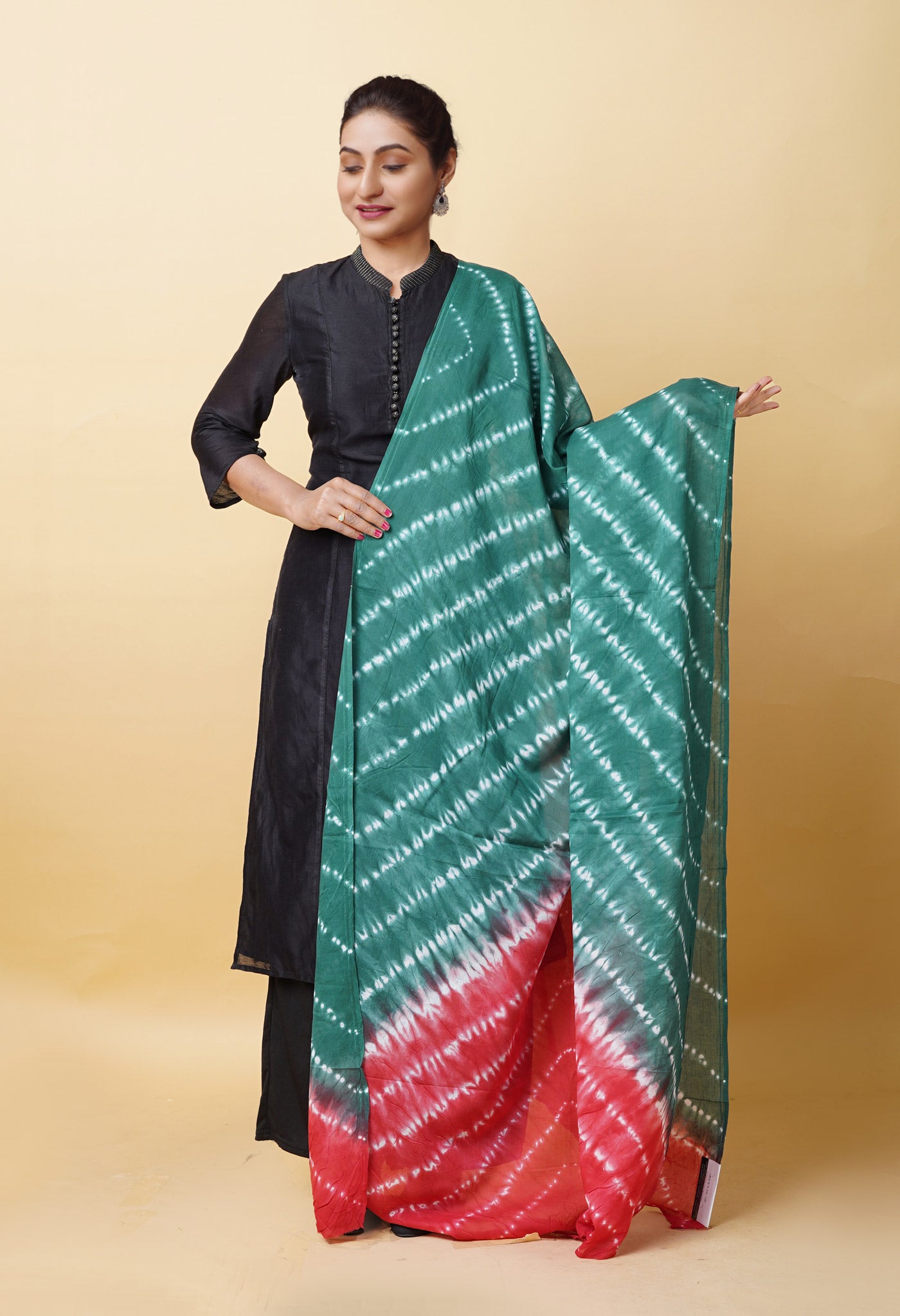 Multi Pure Tie And Dye Shibori Printed Soft Cotton Dupatta-UDS5768