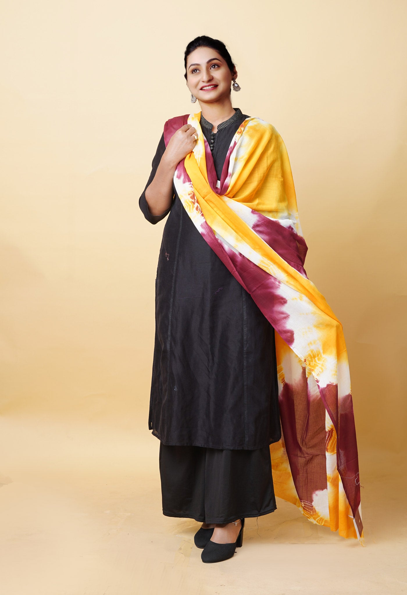 Multi Pure Tie And Dye Shibori Printed Soft Cotton Dupatta-UDS5772