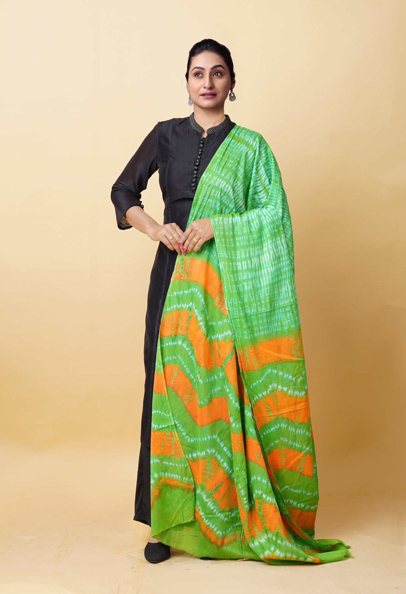 Multi Pure Tie And Dye Shibori Printed Soft Cotton Dupatta-UDS5773