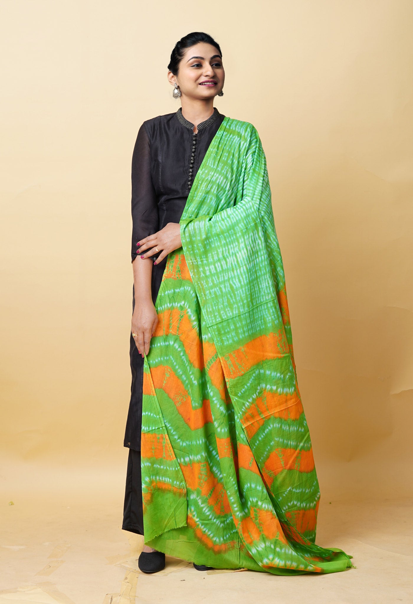 Multi Pure Tie And Dye Shibori Printed Soft Cotton Dupatta-UDS5773
