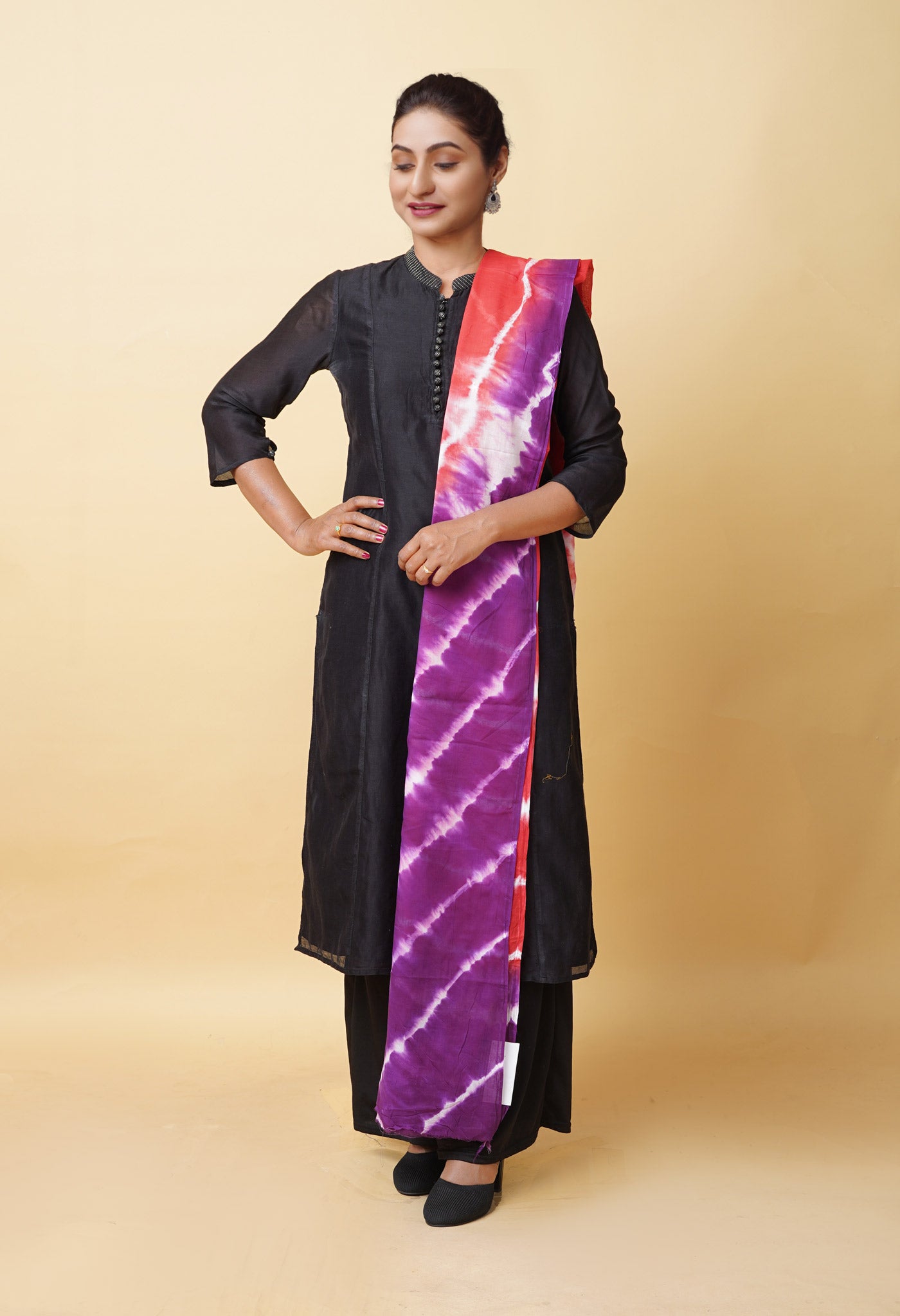 Multi Pure Tie And Dye Shibori Printed Soft Cotton Dupatta-UDS5776
