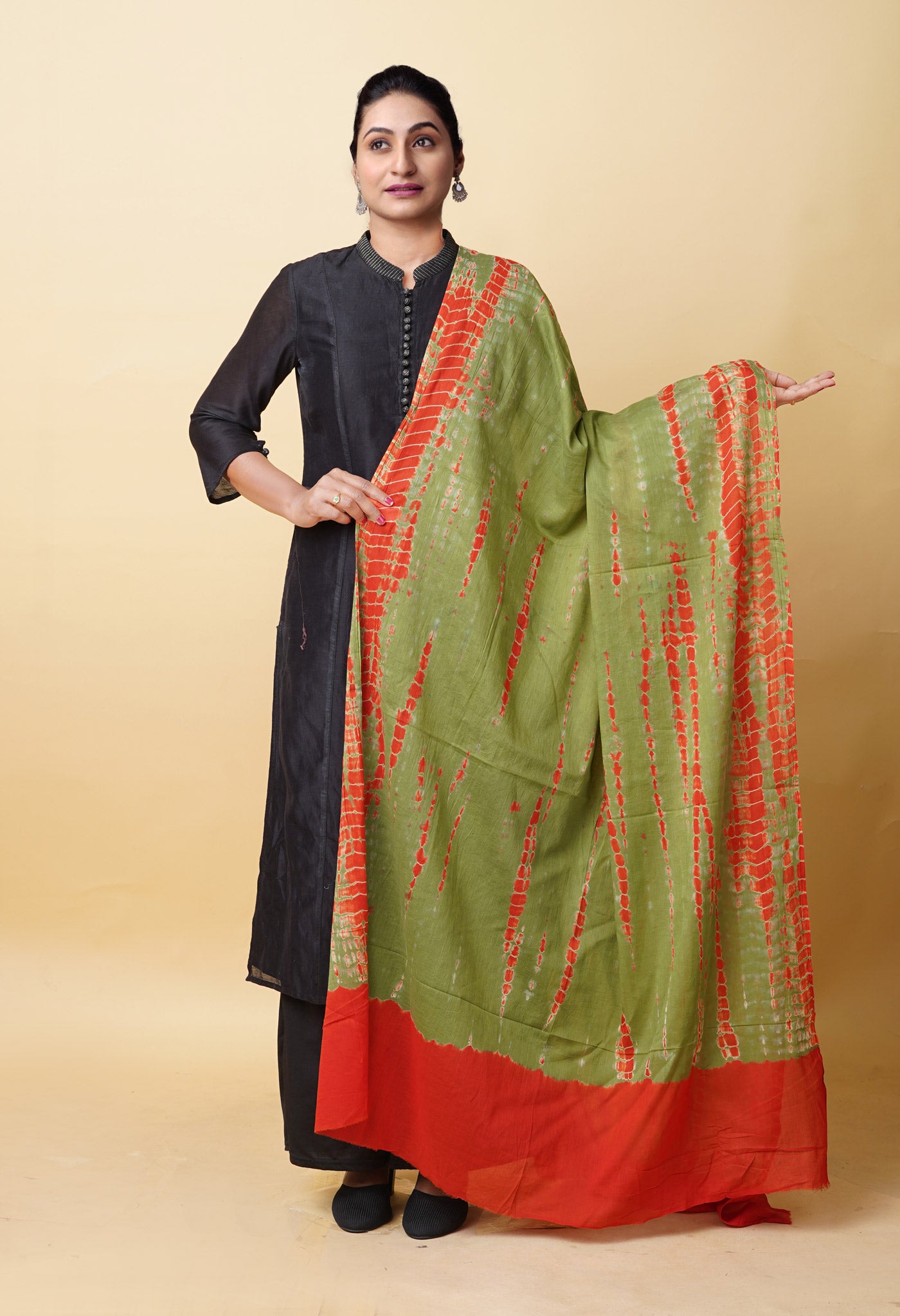Multi Pure Tie And Dye Shibori Printed Soft Cotton Dupatta-UDS5778