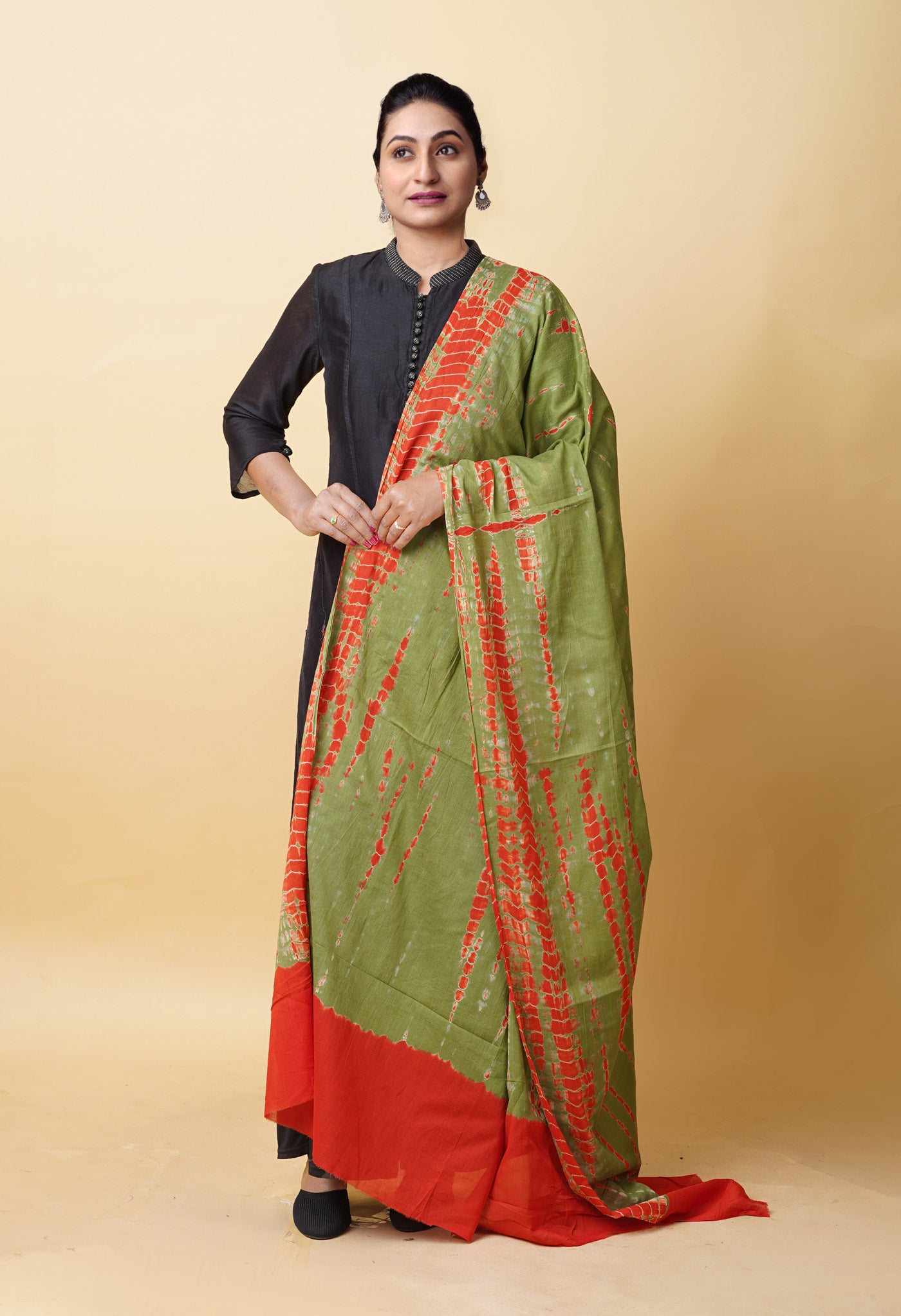 Multi Pure Tie And Dye Shibori Printed Soft Cotton Dupatta-UDS5778