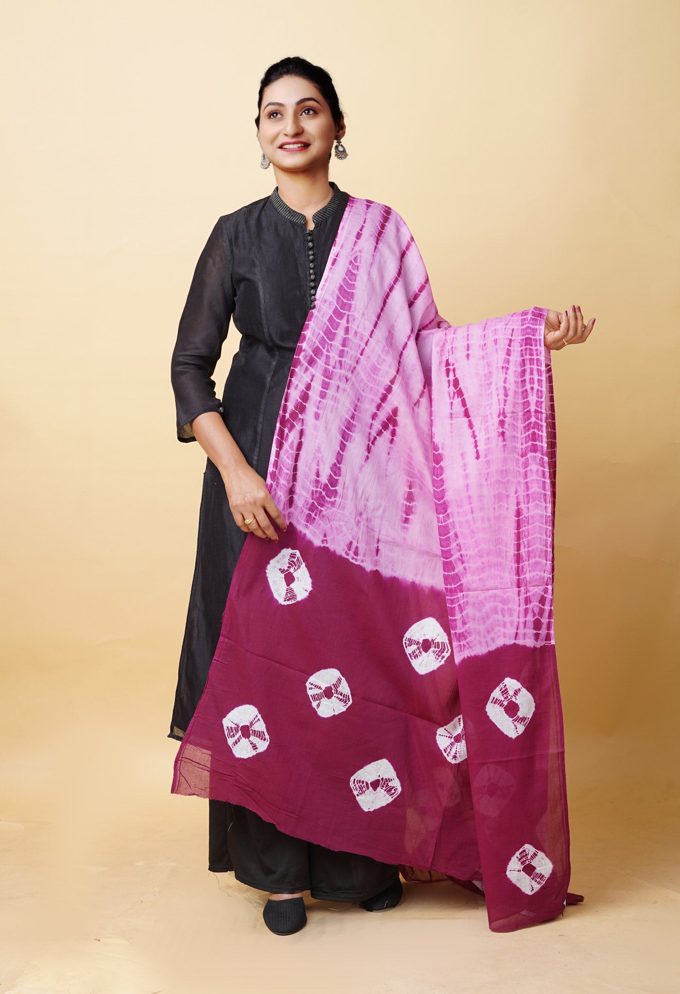 Multi Pure Tie And Dye Shibori Printed Soft Cotton Dupatta-UDS5779