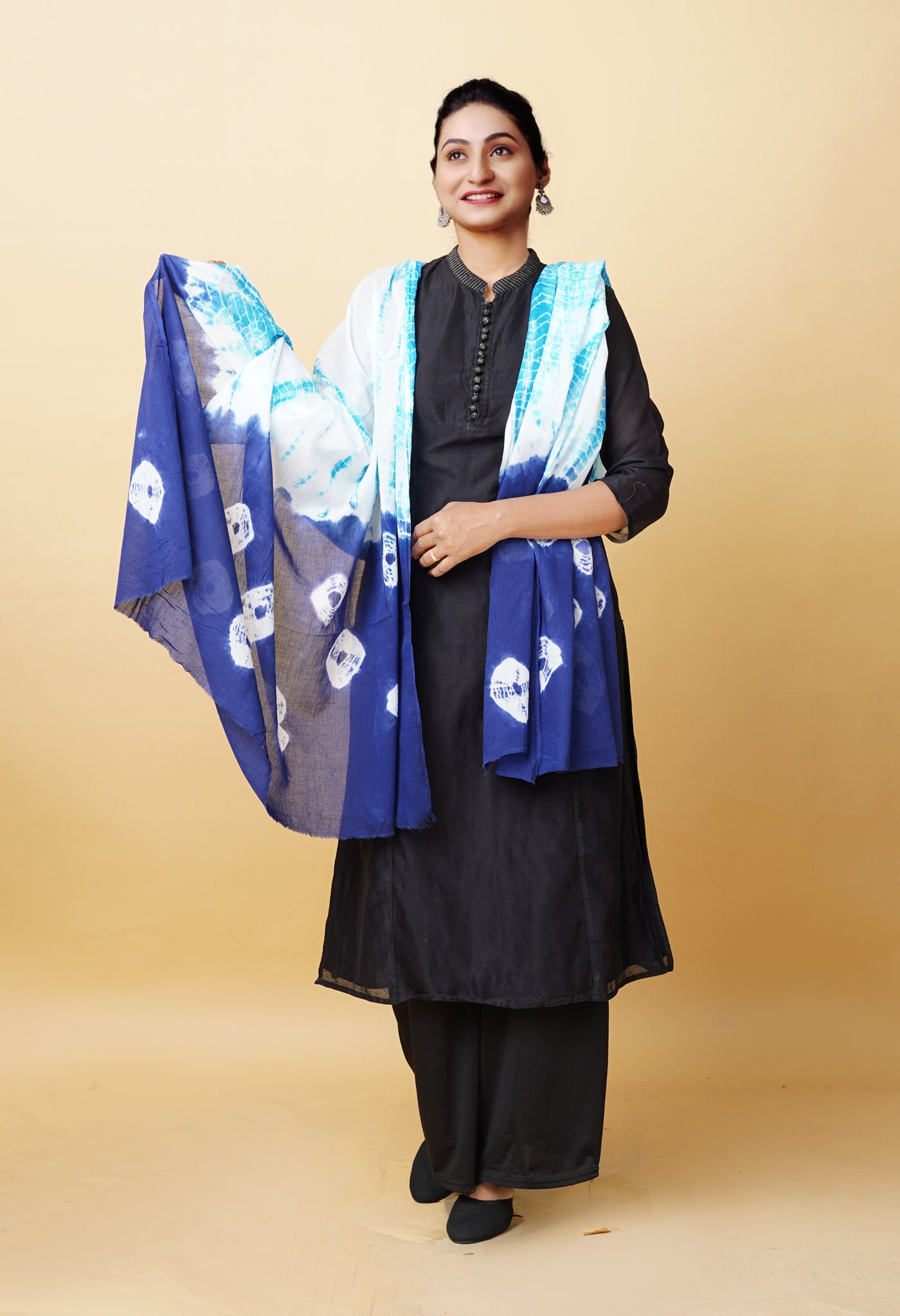 Multi Pure Tie And Dye Shibori Printed Soft Cotton Dupatta-UDS5780