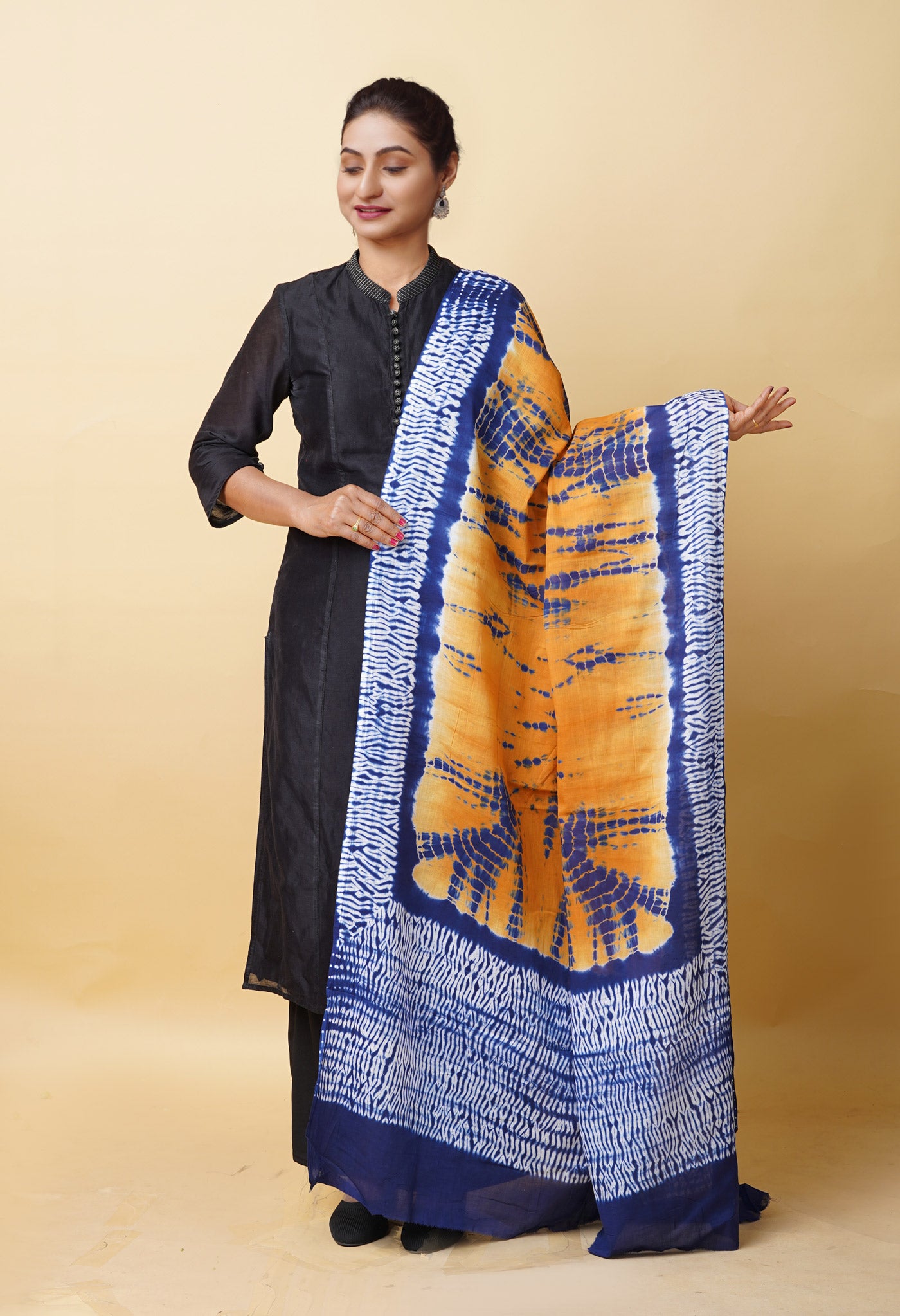 Multi Pure Tie And Dye Shibori Printed Soft Cotton Dupatta-UDS5782