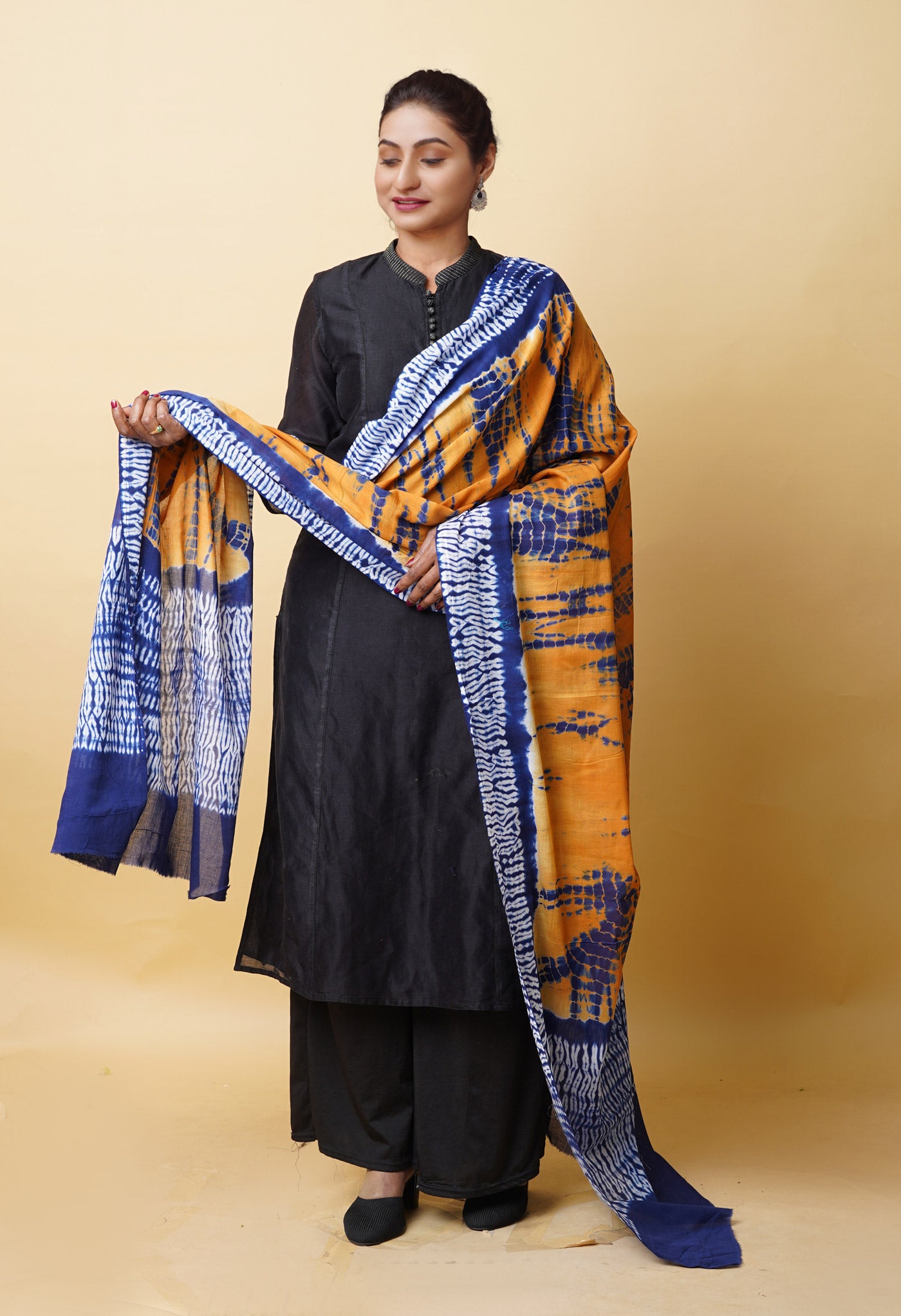 Multi Pure Tie And Dye Shibori Printed Soft Cotton Dupatta-UDS5782