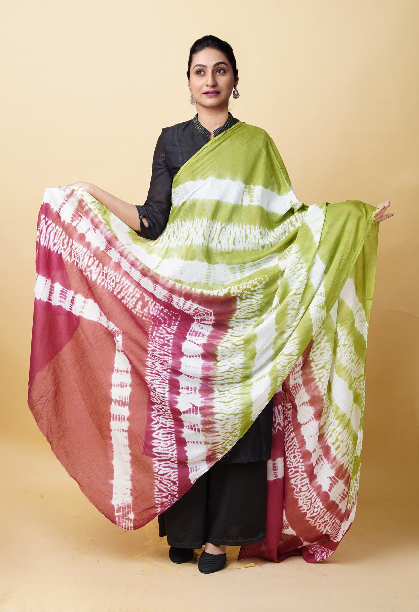 Multi Pure Tie And Dye Shibori Printed Soft Cotton Dupatta-UDS5783
