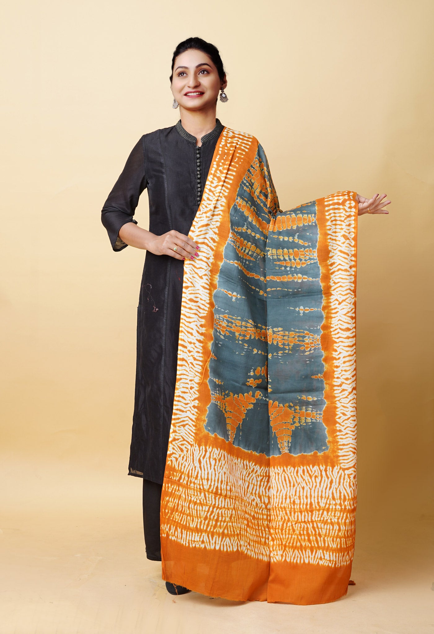 Multi Pure Tie And Dye Shibori Printed Soft Cotton Dupatta-UDS5786