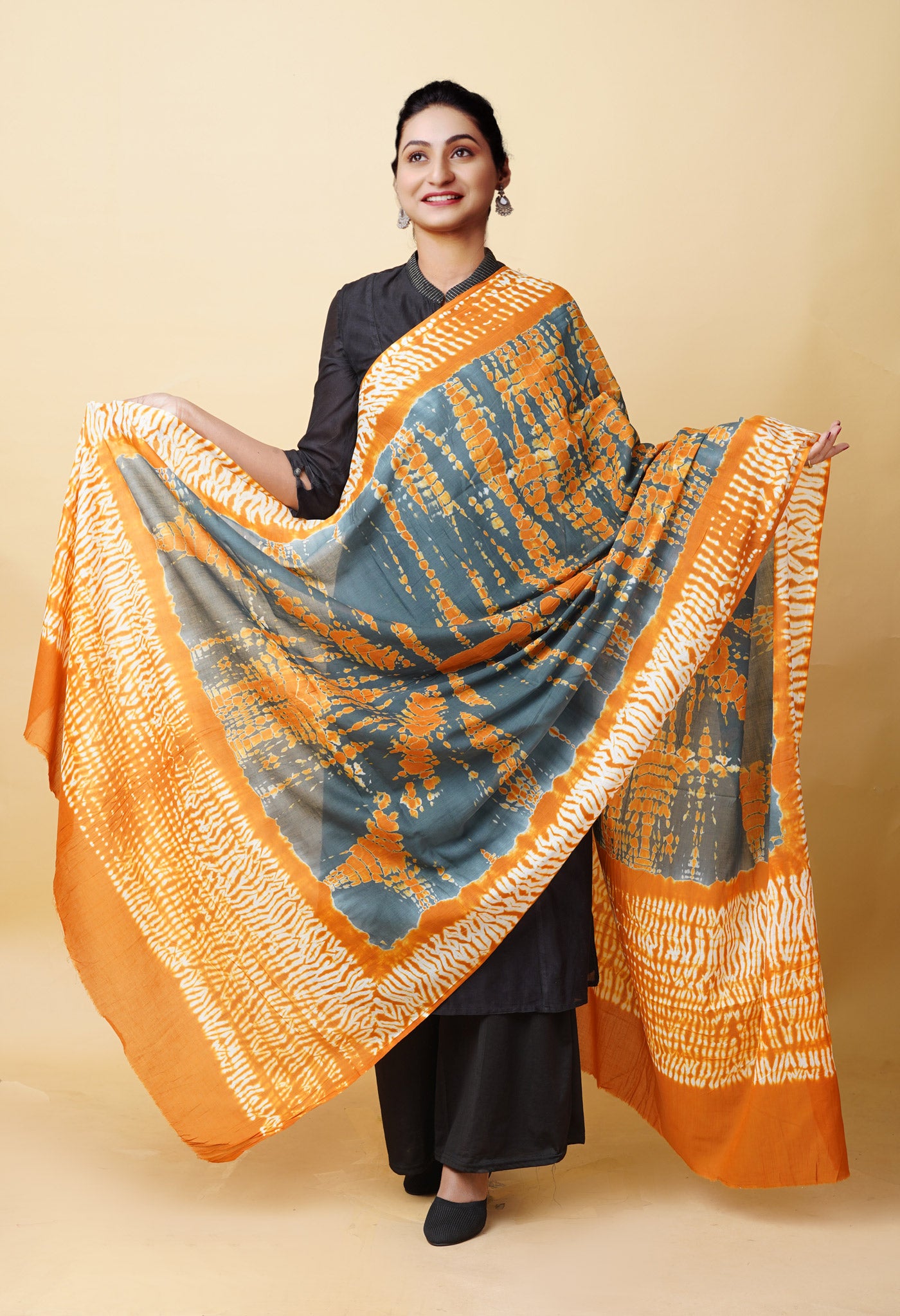 Multi Pure Tie And Dye Shibori Printed Soft Cotton Dupatta-UDS5786