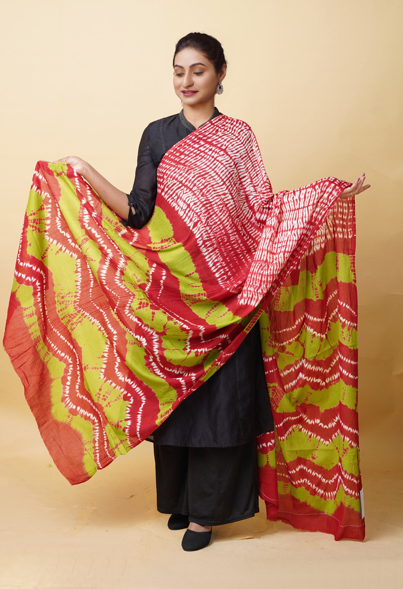 Multi Pure Tie And Dye Shibori Printed Soft Cotton Dupatta-UDS5788