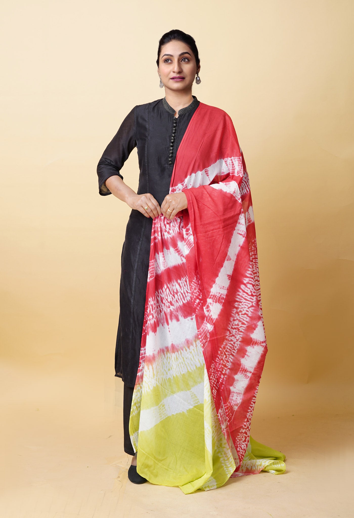 Multi Pure Tie And Dye Shibori Printed Soft Cotton Dupatta-UDS5790