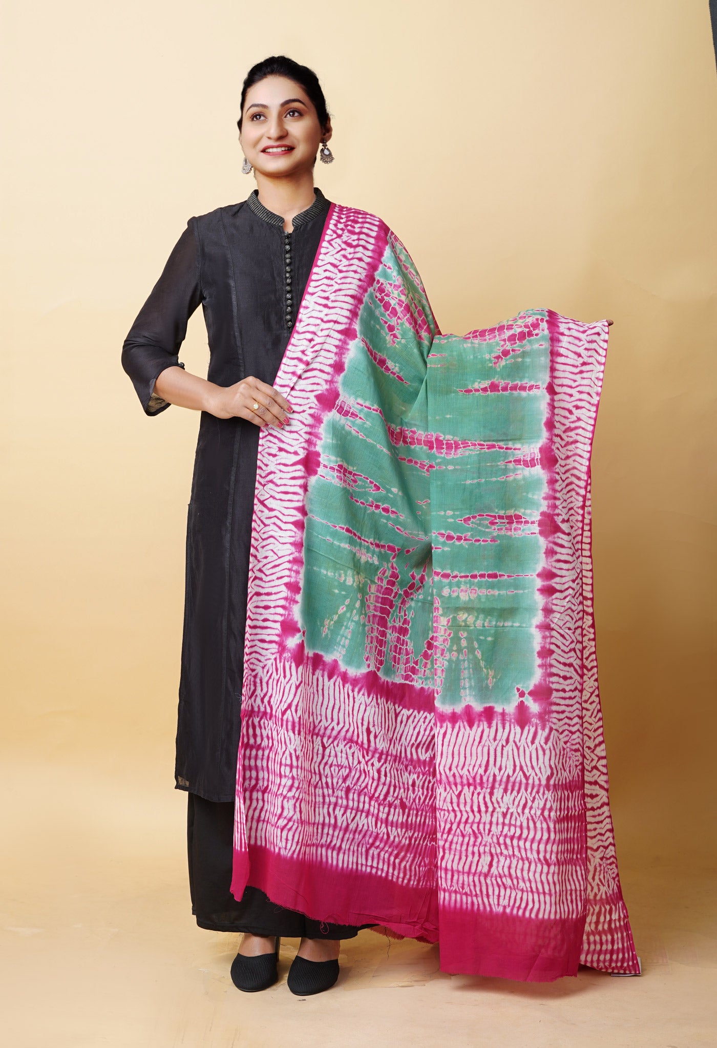 Multi Pure Tie And Dye Shibori Printed Soft Cotton Dupatta-UDS5791