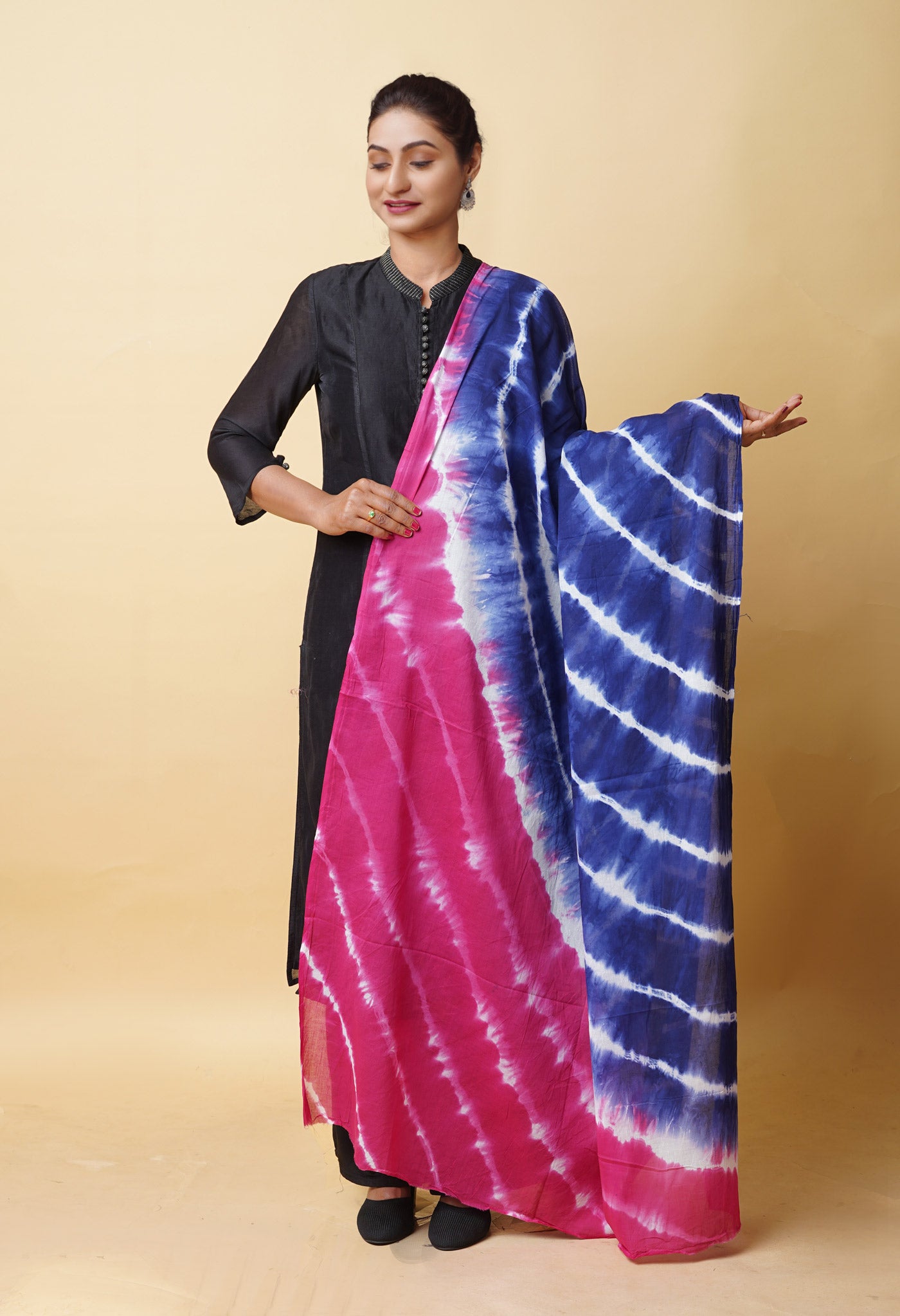 Multi Pure Tie And Dye Shibori Printed Soft Cotton Dupatta-UDS5792