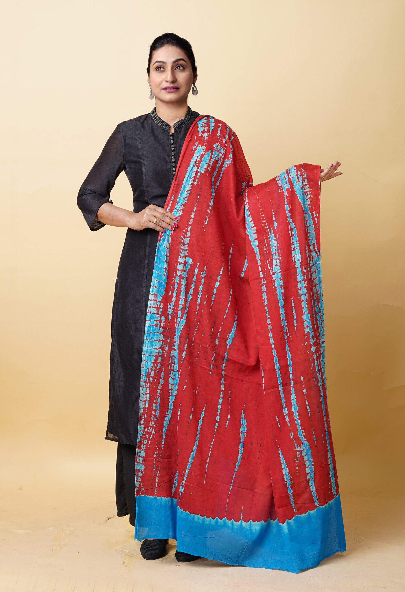 Multi Pure Tie And Dye Shibori Printed Soft Cotton Dupatta-UDS5796