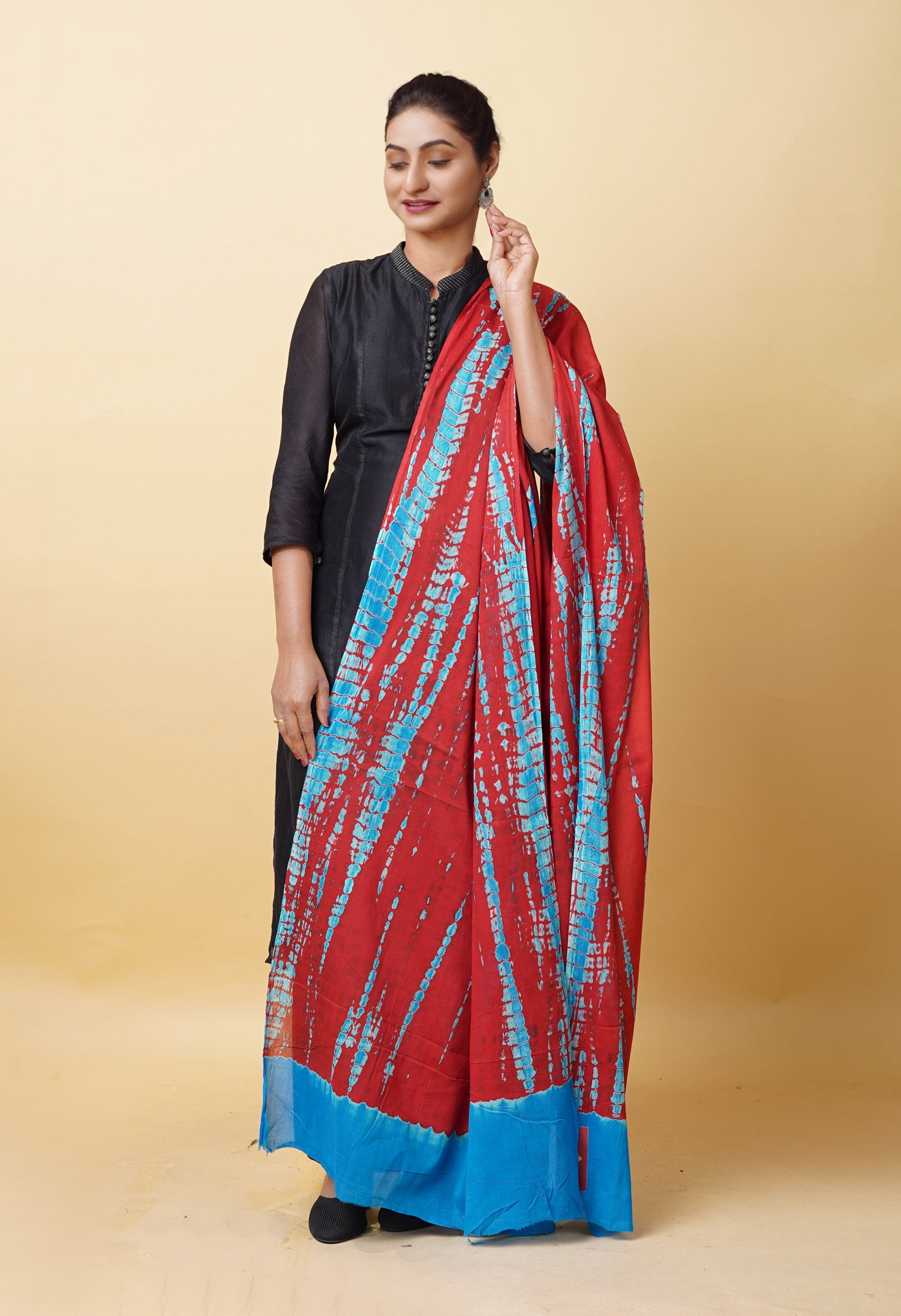 Multi Pure Tie And Dye Shibori Printed Soft Cotton Dupatta-UDS5796