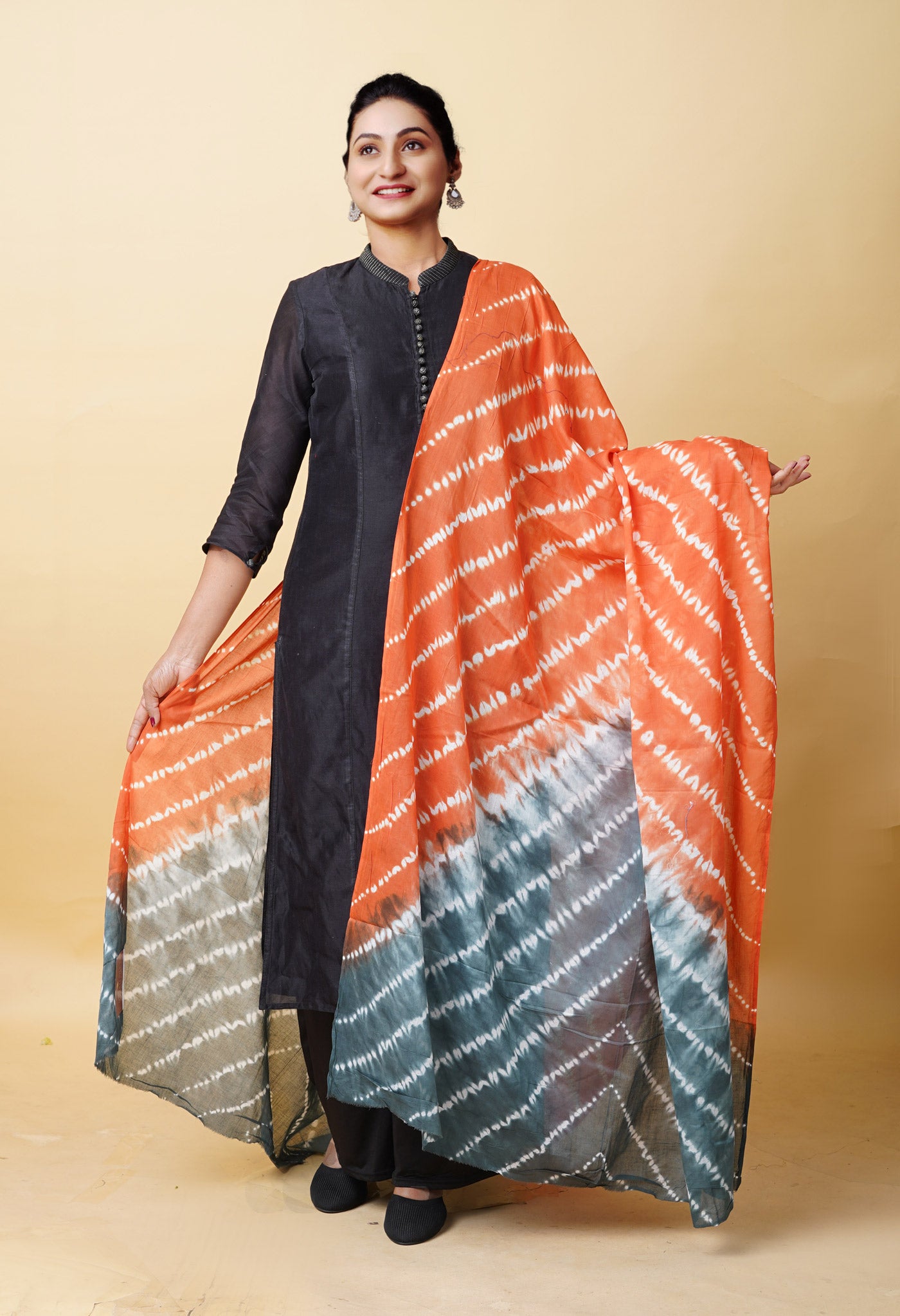 Multi Pure Tie And Dye Shibori Printed Soft Cotton Dupatta-UDS5801