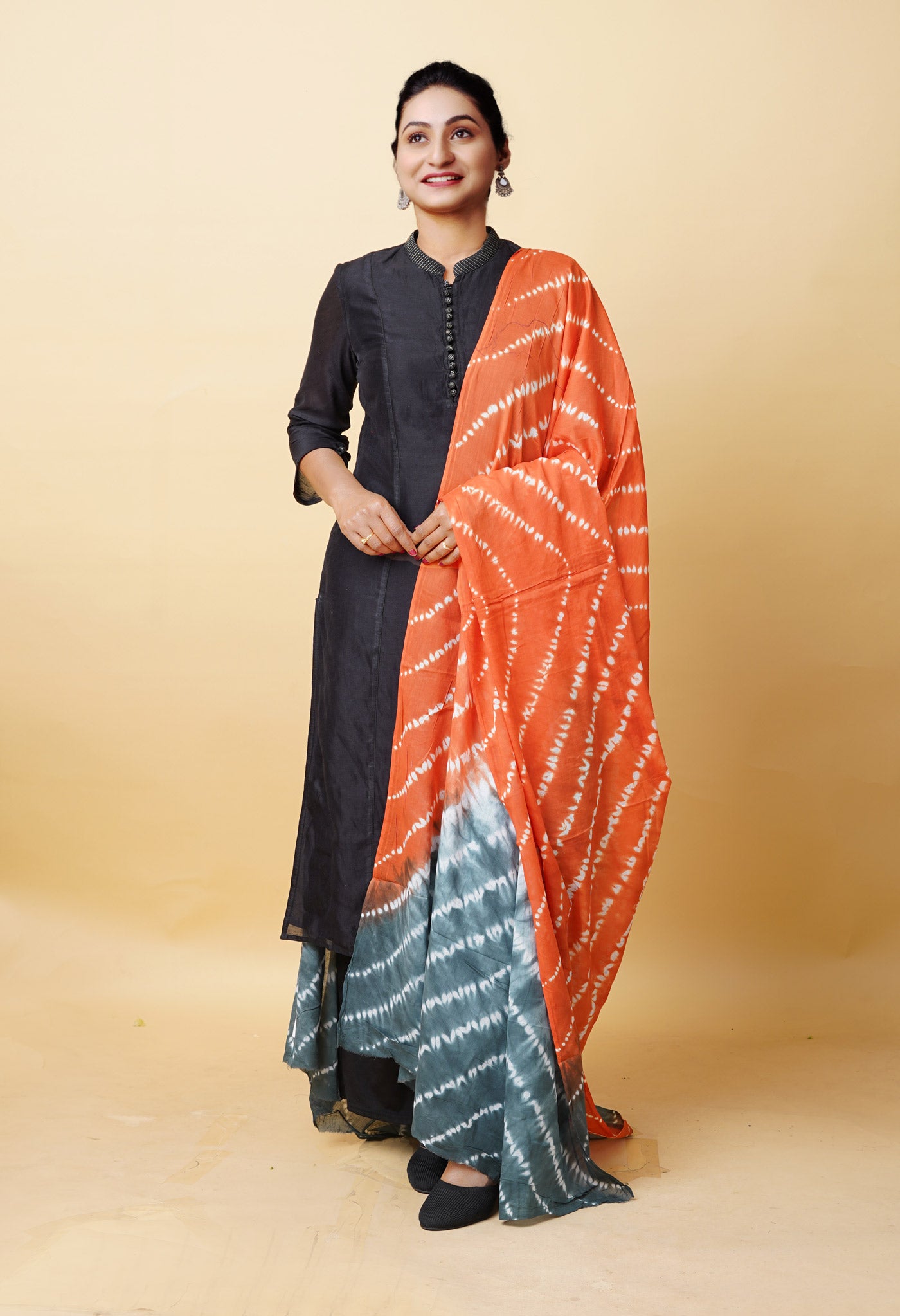 Multi Pure Tie And Dye Shibori Printed Soft Cotton Dupatta-UDS5801