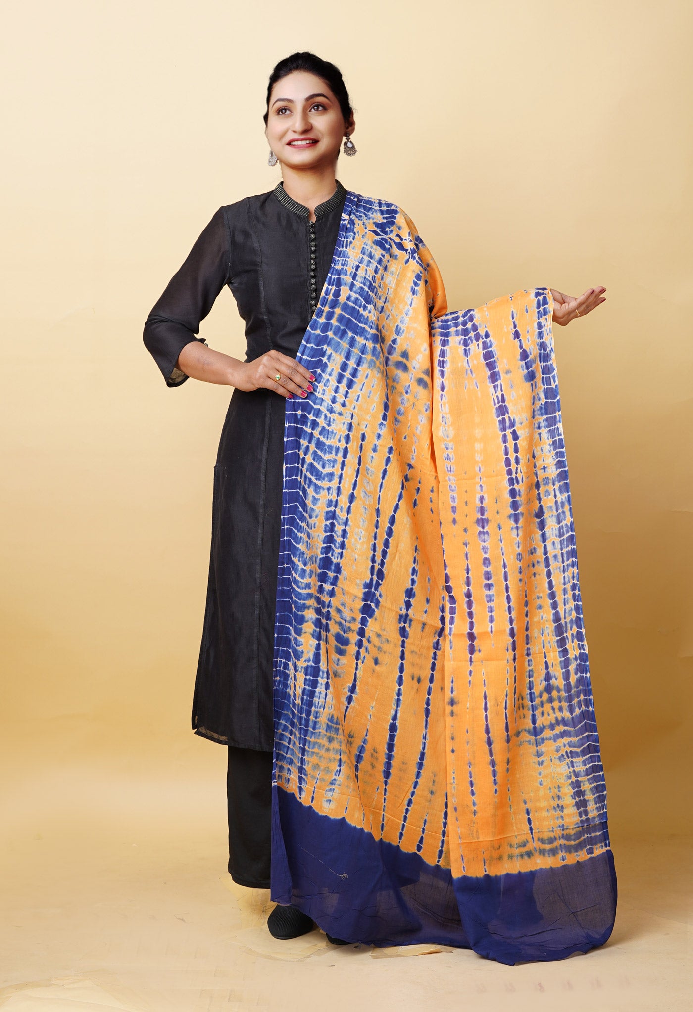 Multi Pure Tie And Dye Shibori Printed Soft Cotton Dupatta-UDS5805