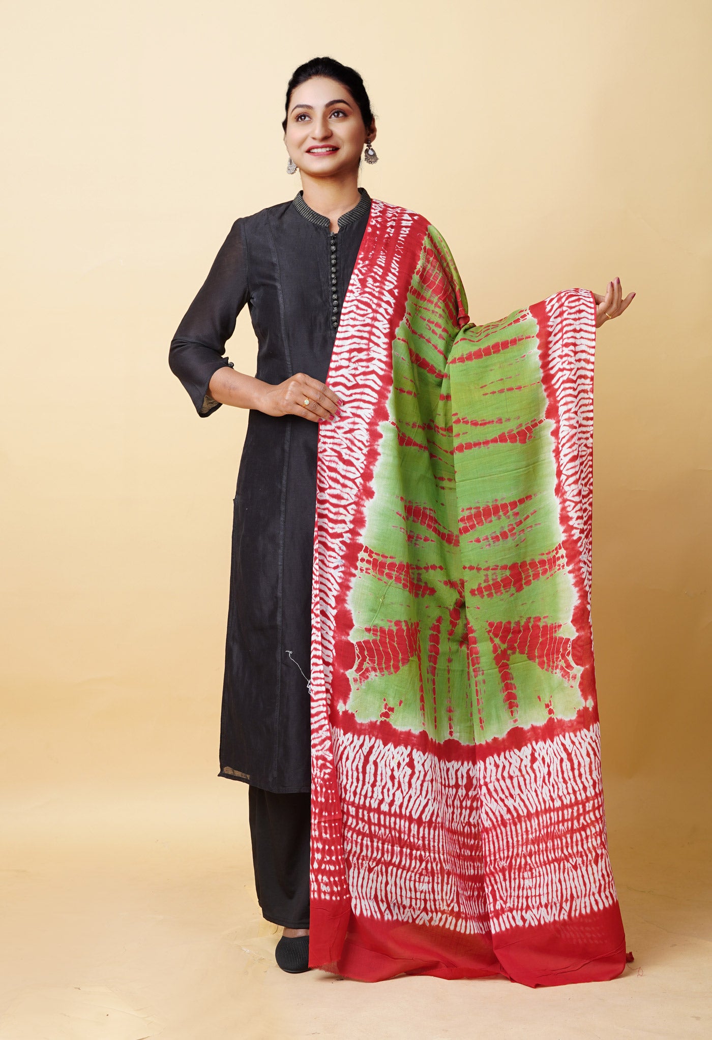 Multi Pure Tie And Dye Shibori Printed Soft Cotton Dupatta-UDS5806