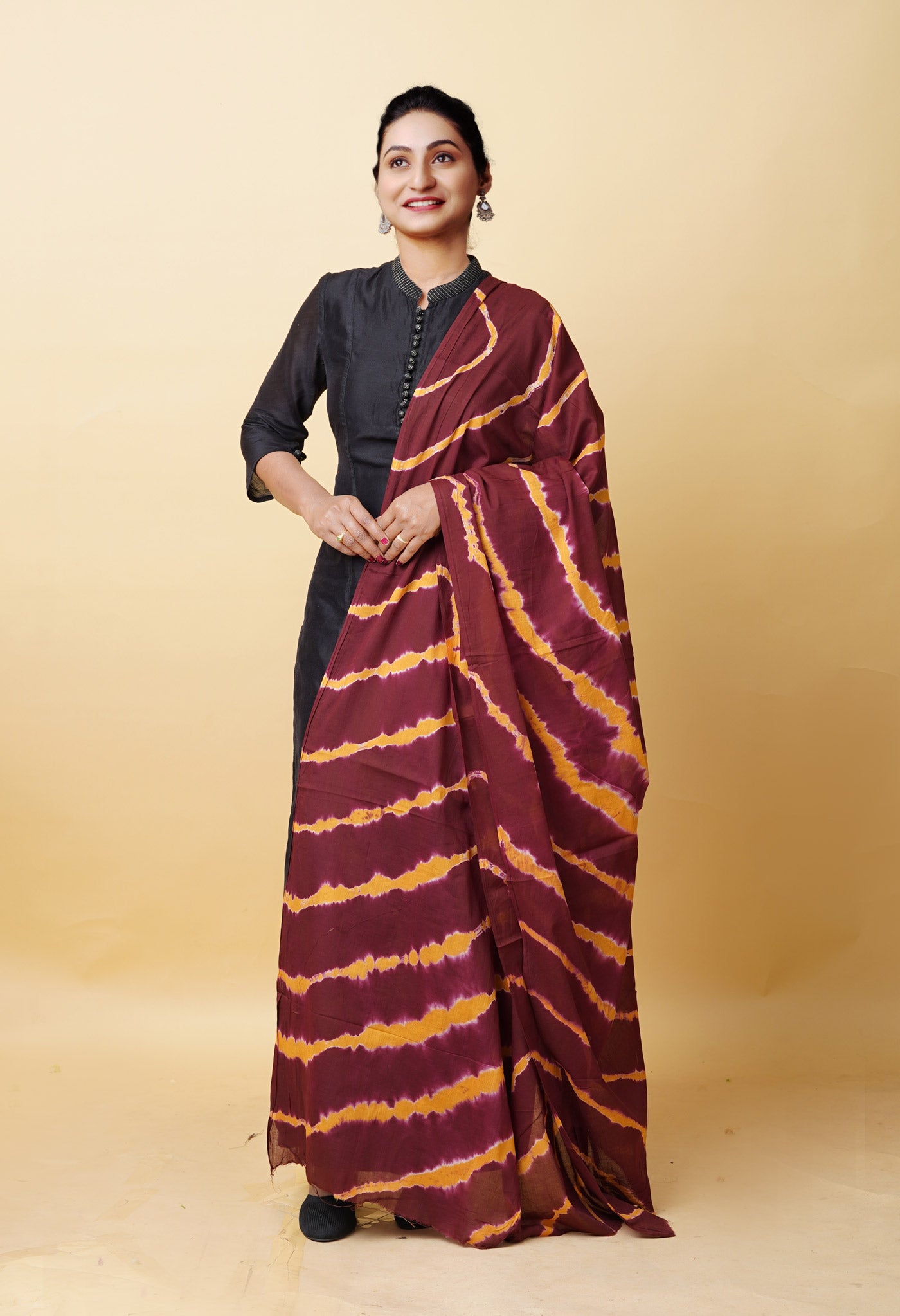 Multi Pure Tie And Dye Shibori Printed Soft Cotton Dupatta-UDS5807