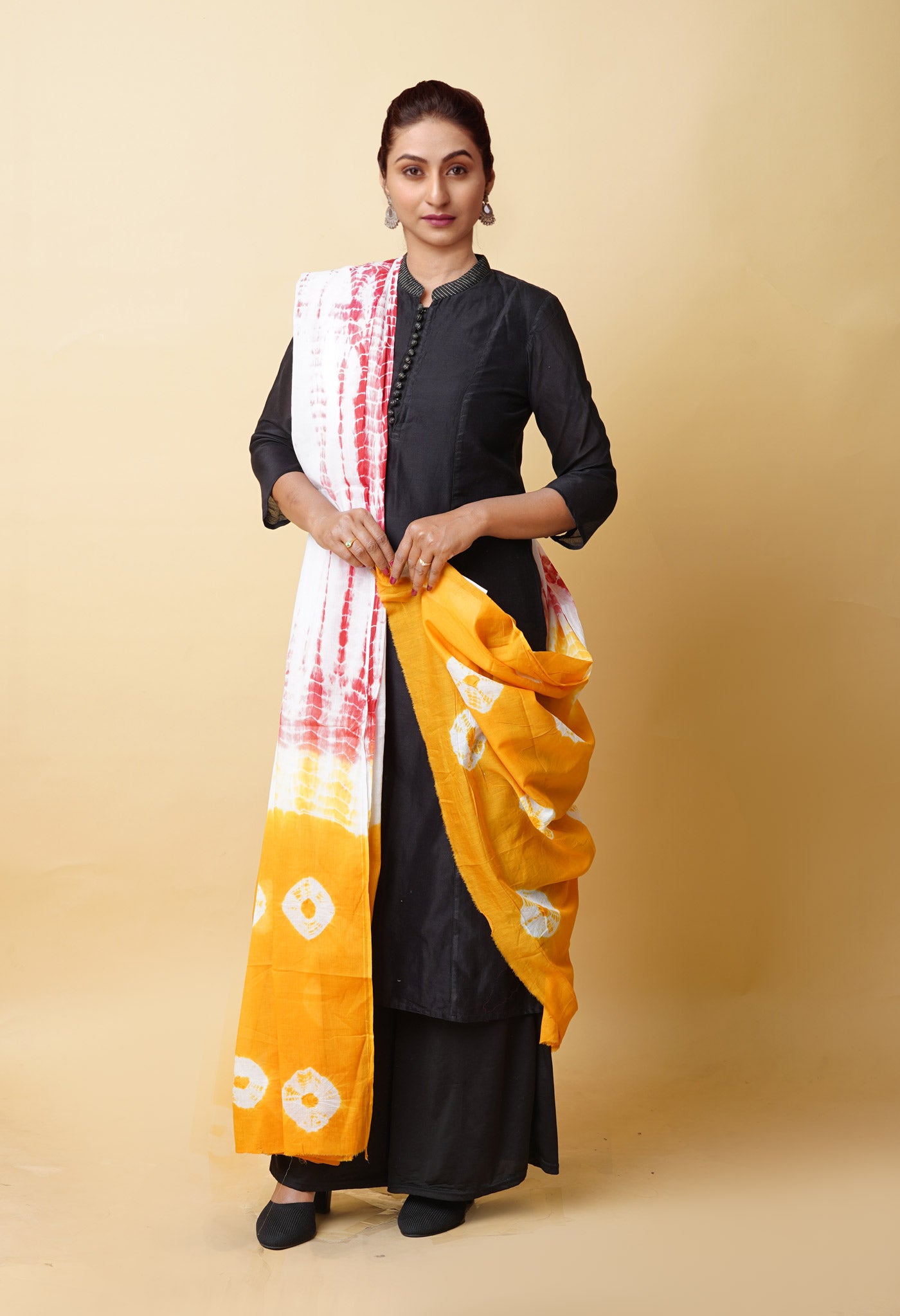 Multi Pure Tie And Dye Shibori Printed Soft Cotton Dupatta-UDS5808