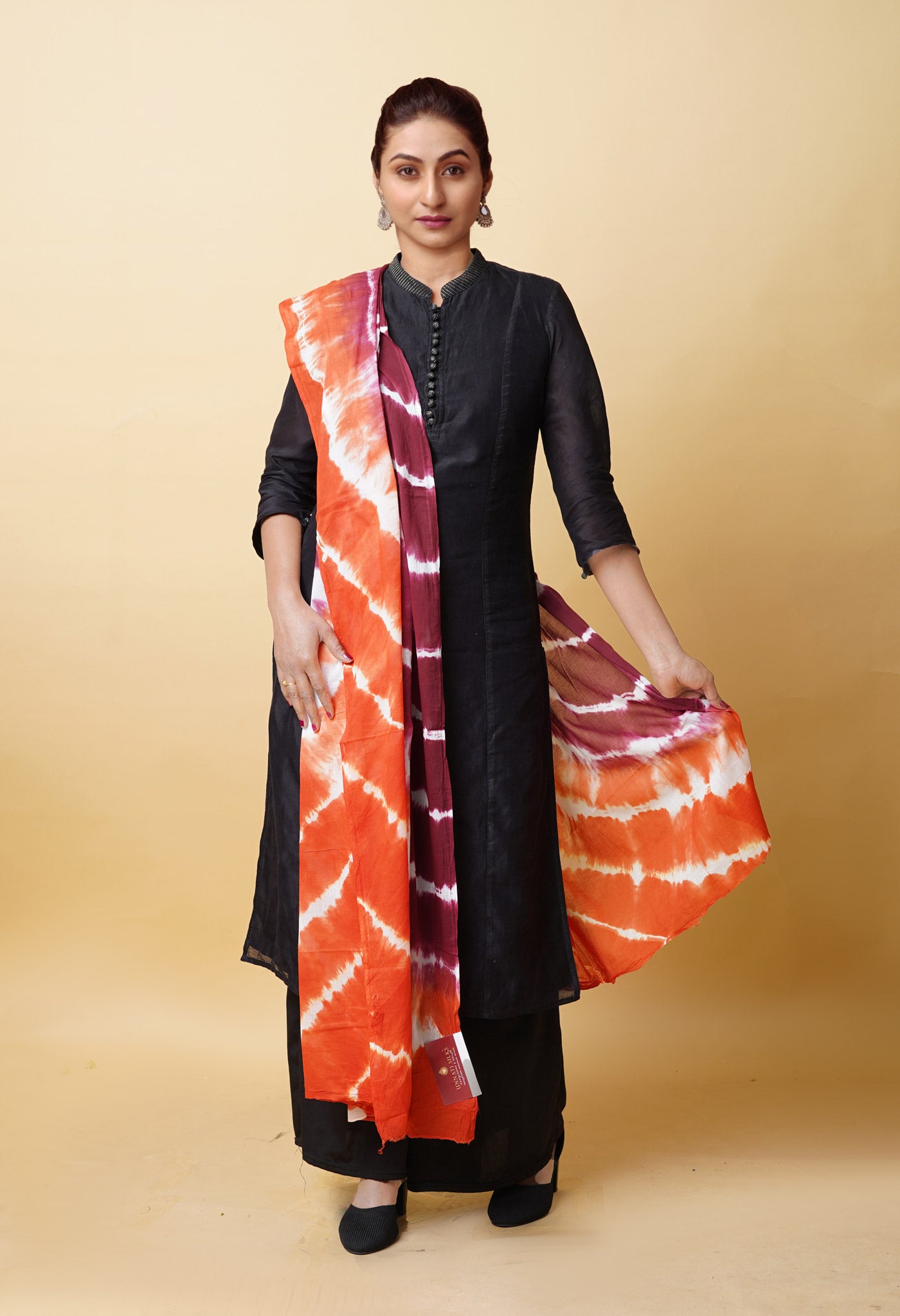 Multi Pure Tie And Dye Shibori Printed Soft Cotton Dupatta-UDS5809