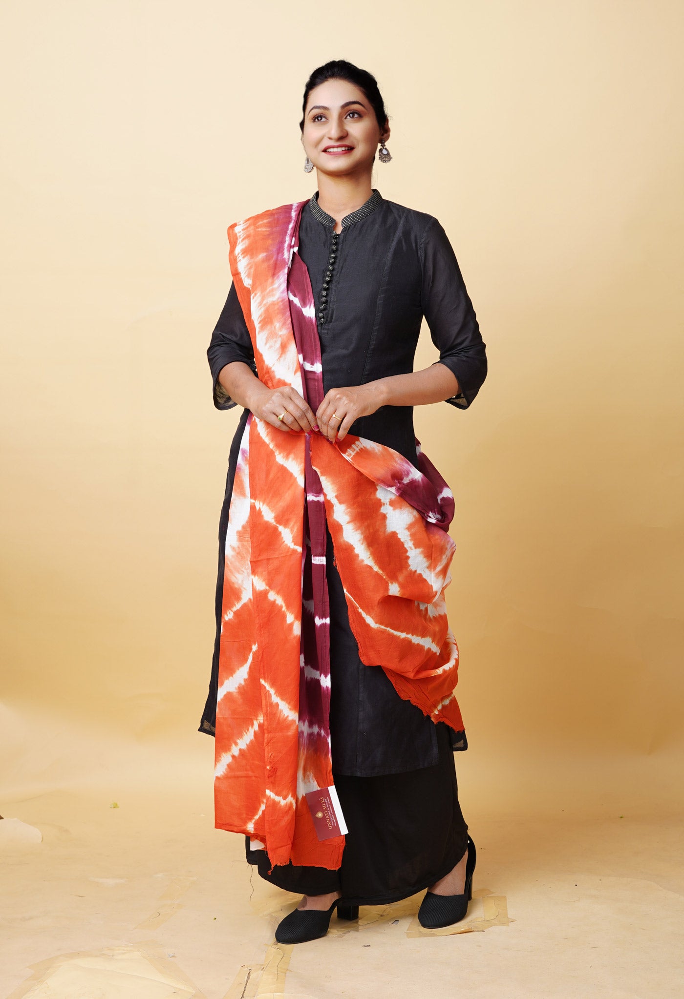 Multi Pure Tie And Dye Shibori Printed Soft Cotton Dupatta-UDS5809