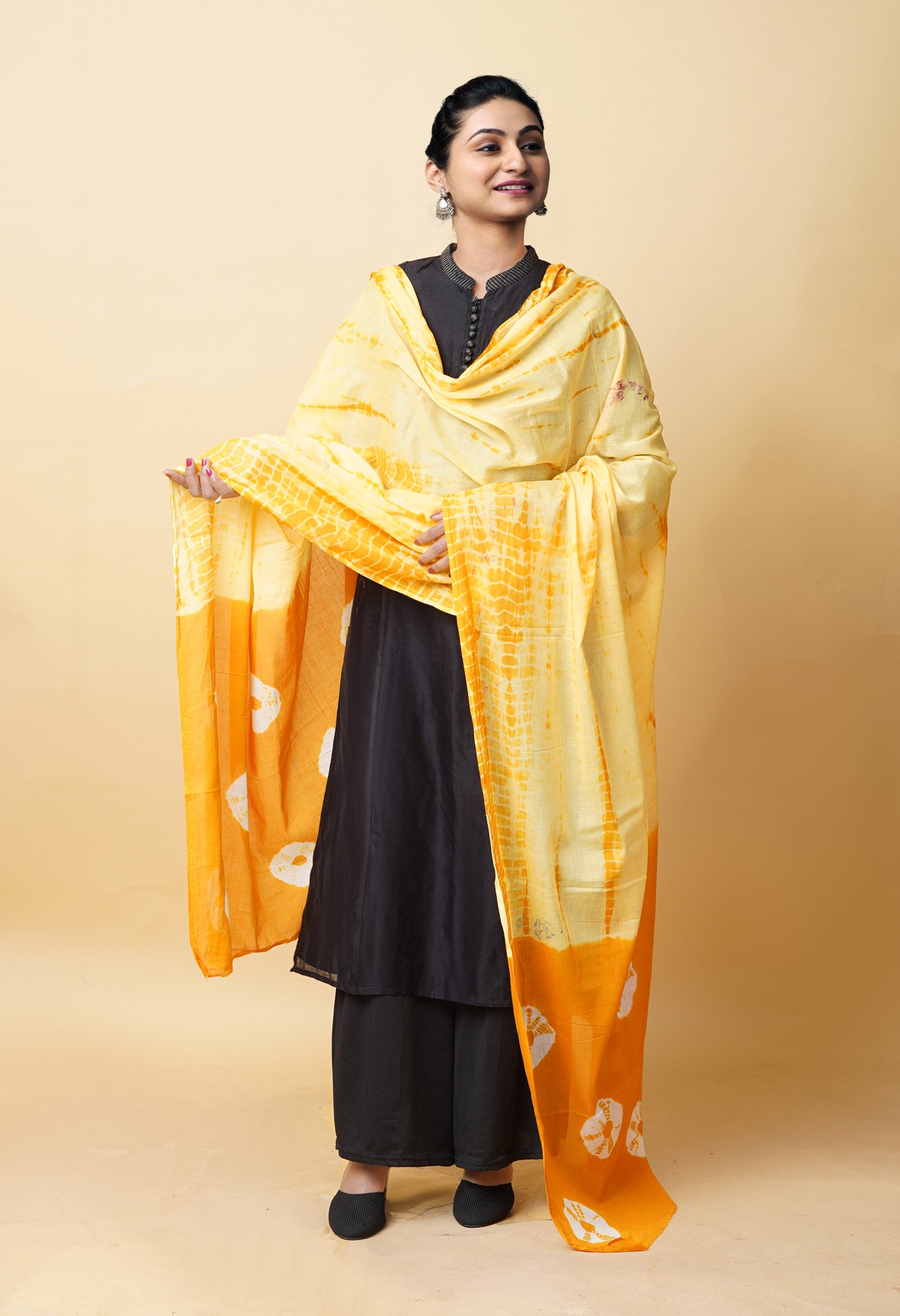 Multi Pure Tie And Dye Shibori Printed Soft Cotton Dupatta-UDS5811