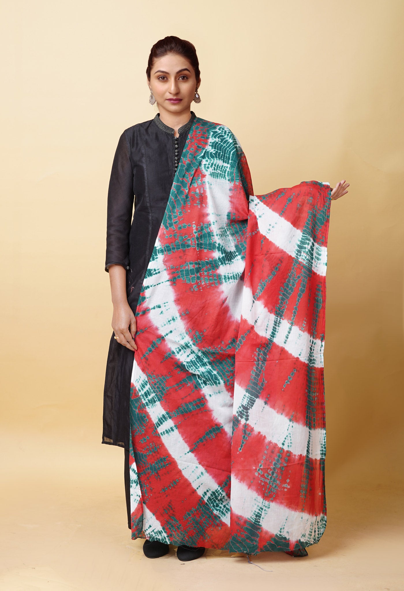 Multi Pure Tie And Dye Shibori Printed Soft Cotton Dupatta-UDS5813