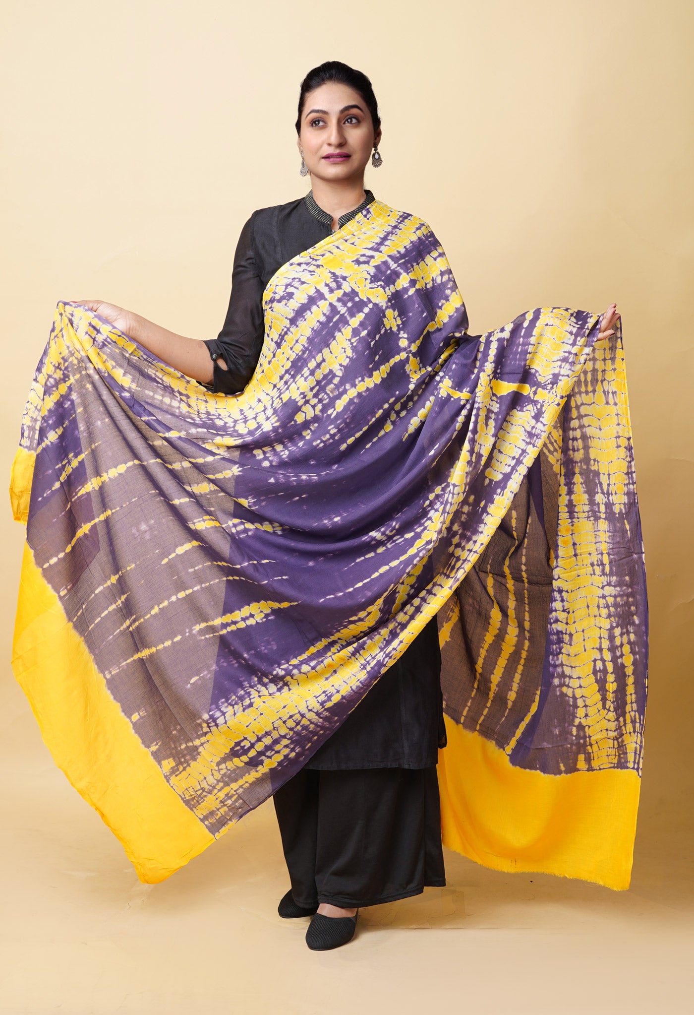 Multi Pure Tie And Dye Shibori Printed Soft Cotton Dupatta-UDS5816