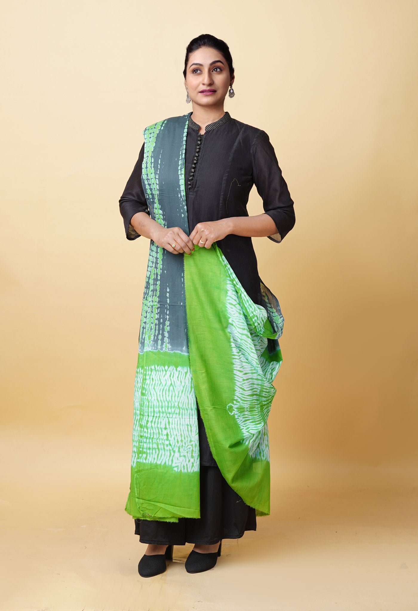 Multi Pure Tie And Dye Shibori Printed Soft Cotton Dupatta-UDS5818