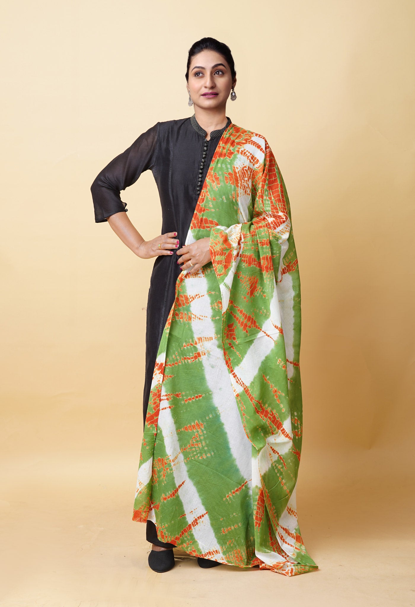 Multi Pure Tie And Dye Shibori Printed Soft Cotton Dupatta-UDS5819
